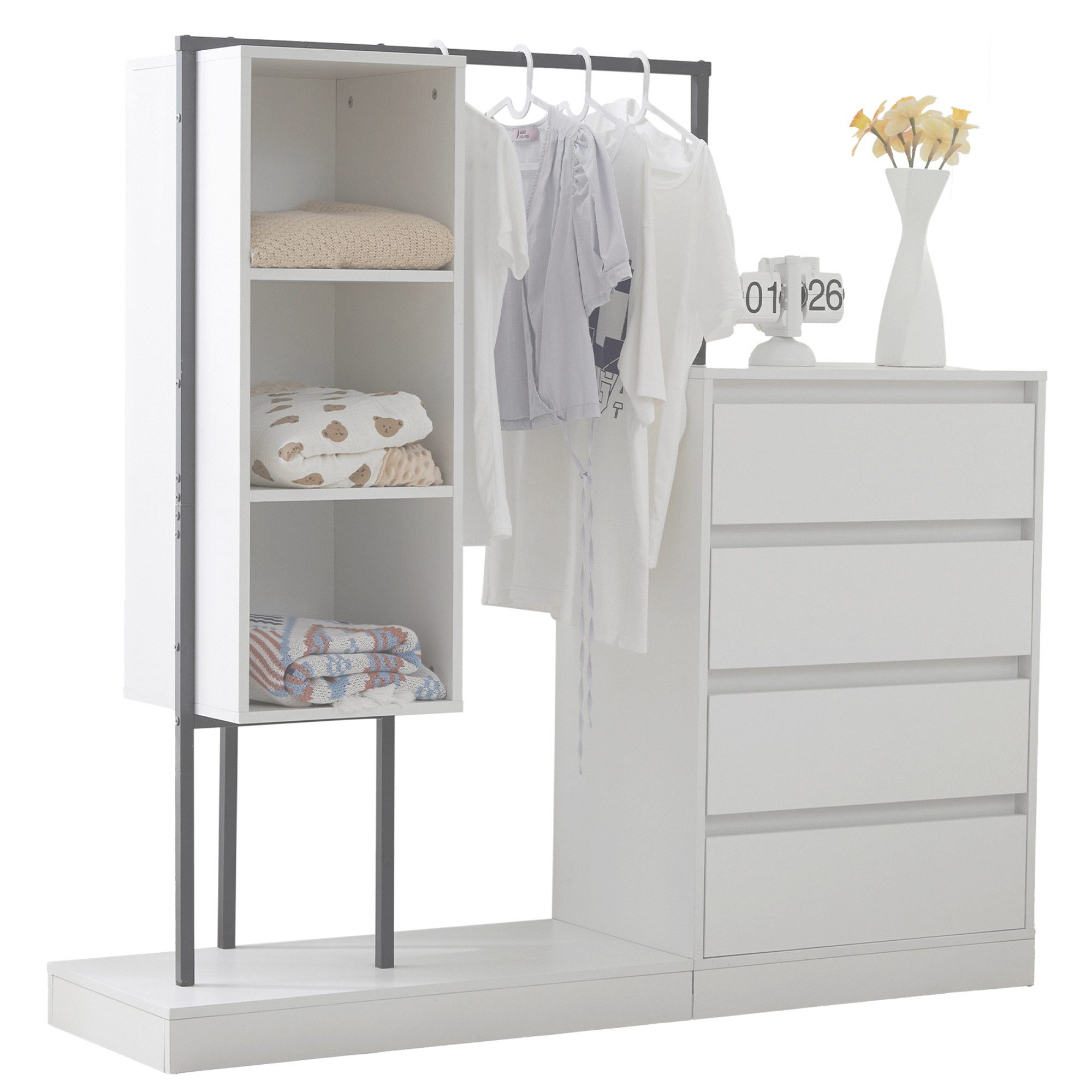 OKWISH Garderoben-Set Kleiderschrank,Sideboard, (Rosa Kleiderschrank-Set mi günstig online kaufen