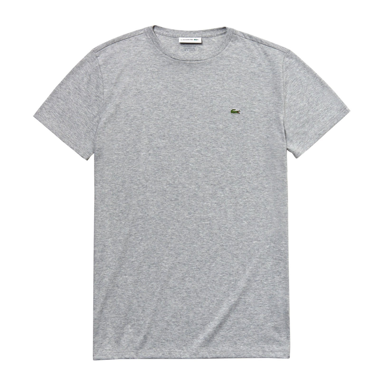 Lacoste T-Shirt Crew Neck Cotton mit kleinem Krokodil auf der Brust CCA grey melange
