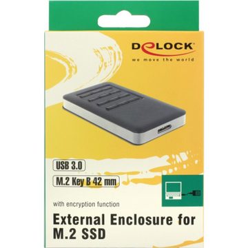 Delock PC-Gehäuse Externes Gehäuse M.2 Key B 42 mm SSD > USB 3.0 Typ Micro-B Buchse