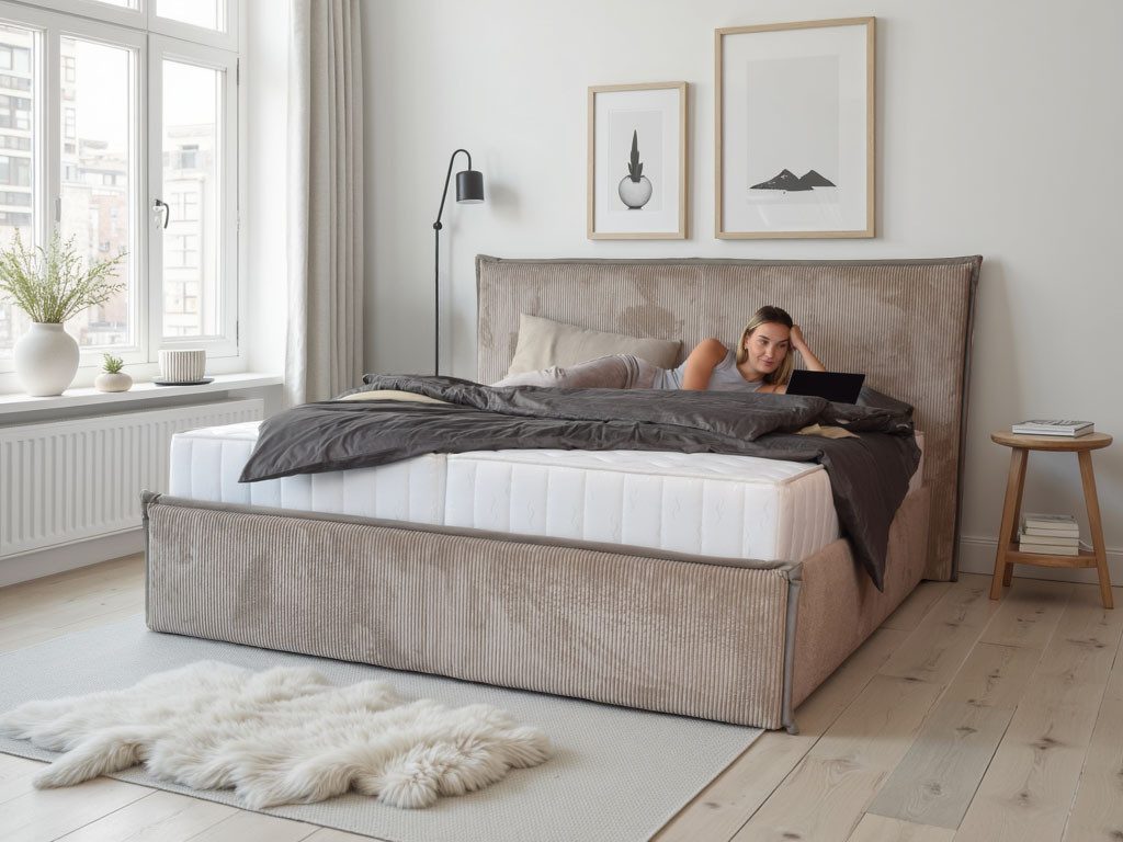 COLLECTION AB Polsterbett Marla erhältlich in der Breite 180x200cm, mit Cordstoff bezogen, wahlweise mit Lattenrost und King-Matratze (28cm)