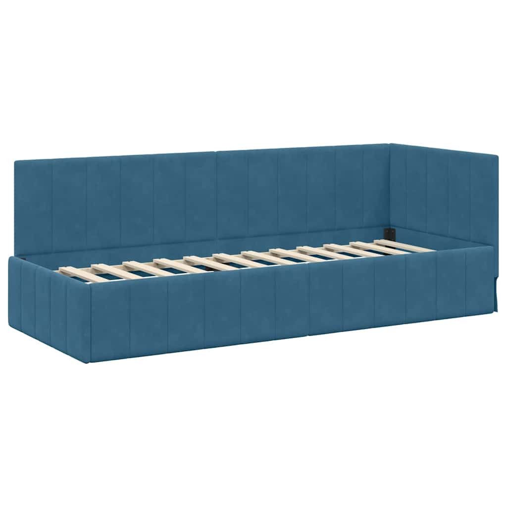 vidaXL Bett Eckbettgestell mit Kopfteil Blau günstig online kaufen