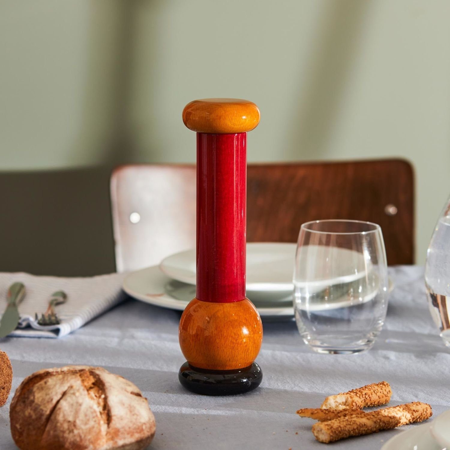 Alessi Salz-/Pfeffermühle Sottsass Collection Groß Rot manuell