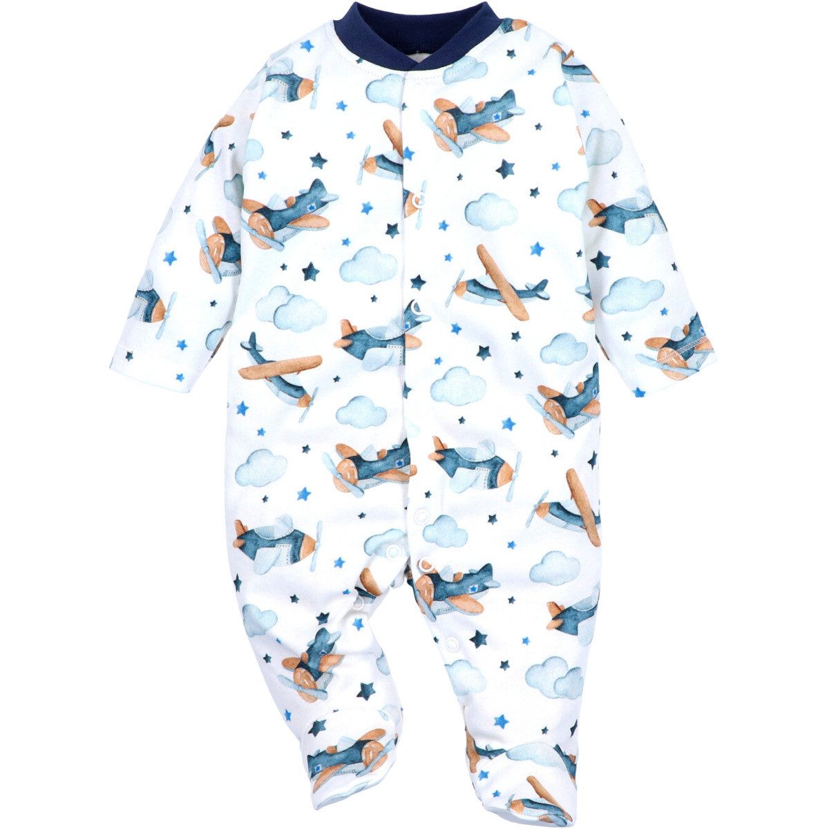 NINI Strampler Flugzeug Unisex Kinder Einteiler, Overall, Babyanzug, Babyoverall, Babyanzug