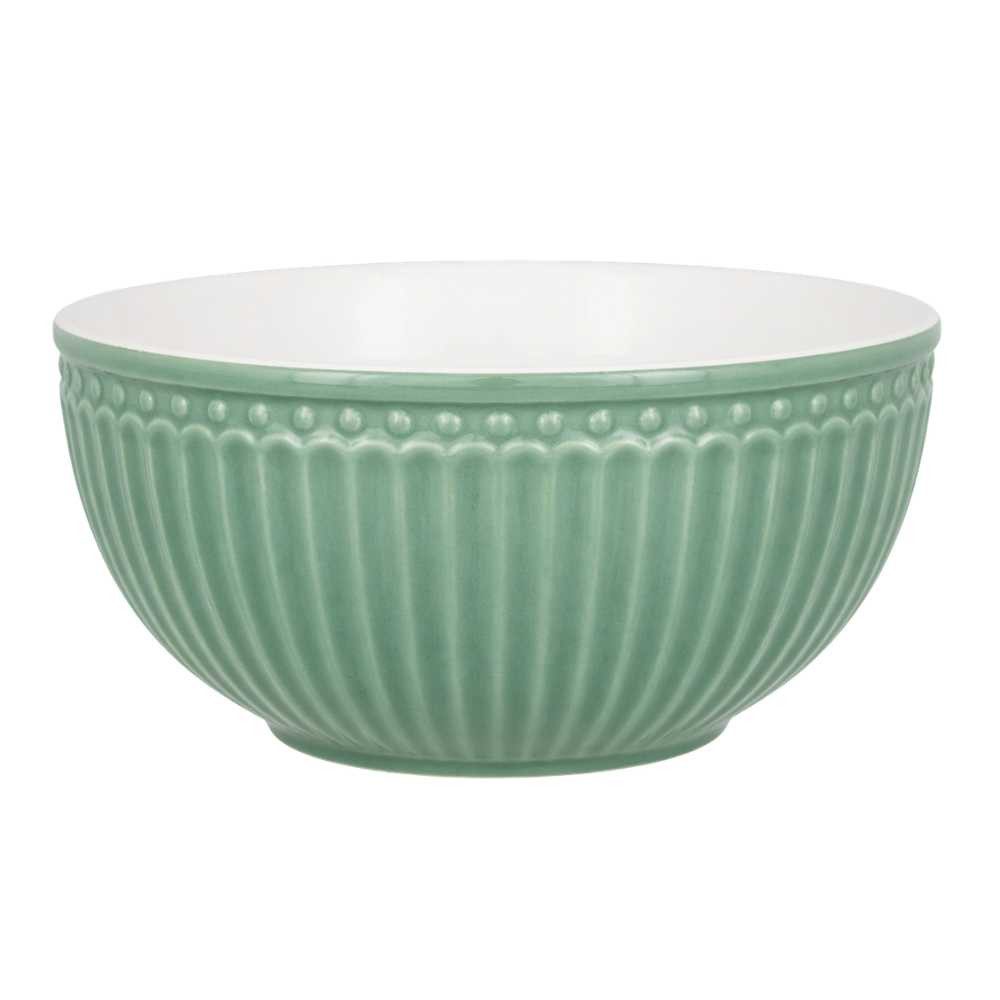 Greengate Schale Greengate Servierschale ALICE DUSTY GREEN Grün Medium