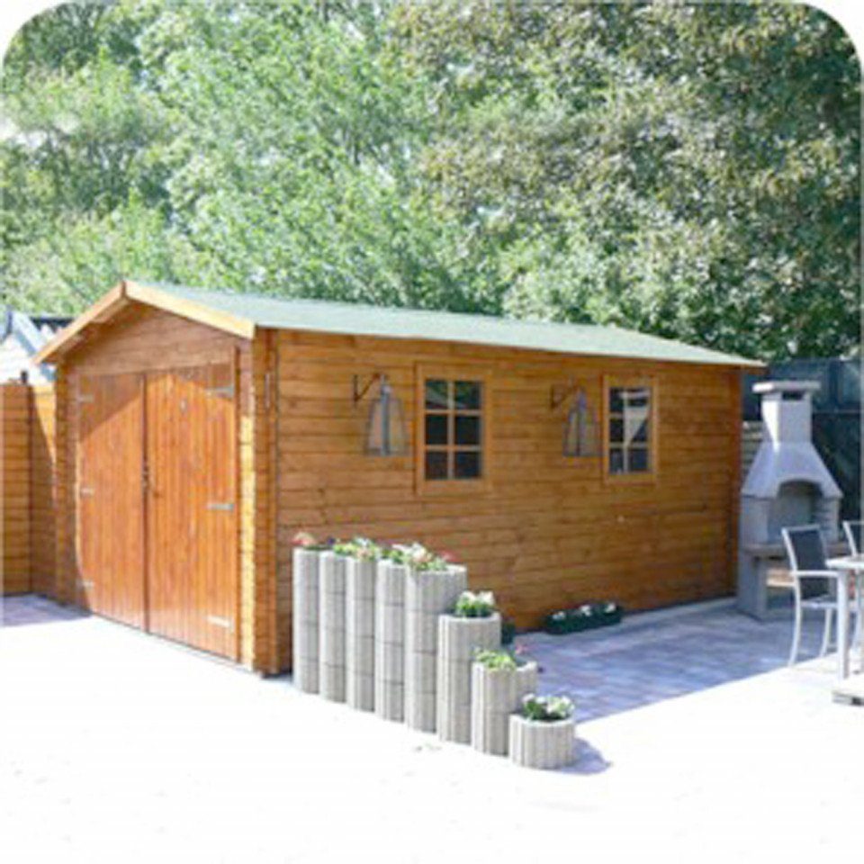 Finn Art Blockhaus Garage mit Holz Schweden Holzgarage 32 natur, aus Holztor Einzelgarage