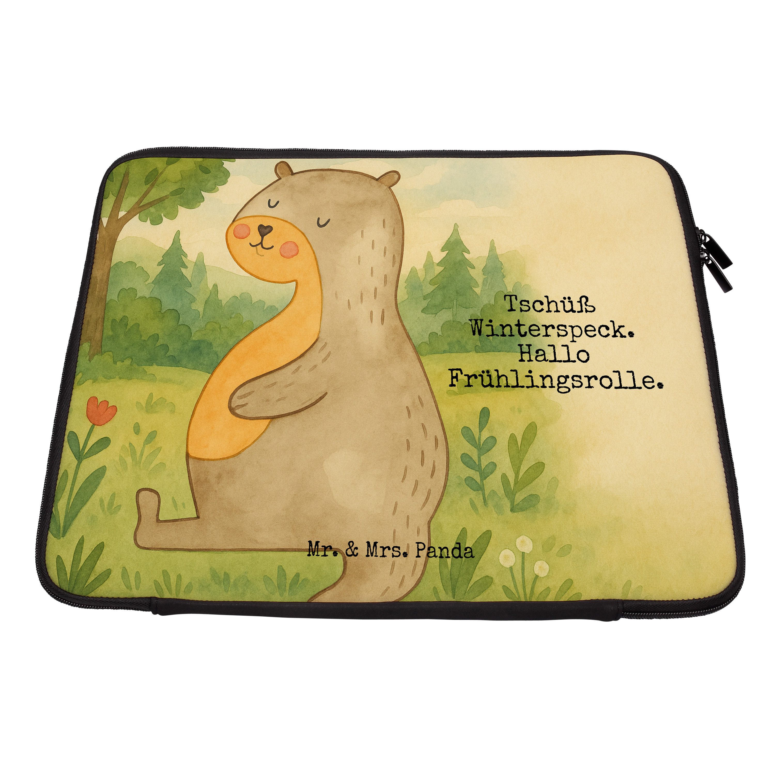 Mr. & Mrs. Panda Laptop-Hülle Otter Bauch Design, Laptop Tasche 17" 40 x 30 cm, Weiß, Laptophülle, Laptop Sleeve Computertasche Bauch