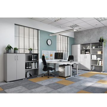 Lomadox Aktenschrank PRATO-01 Büro in grau mit graphit, B/H/T: ca. 80/200/40 cm