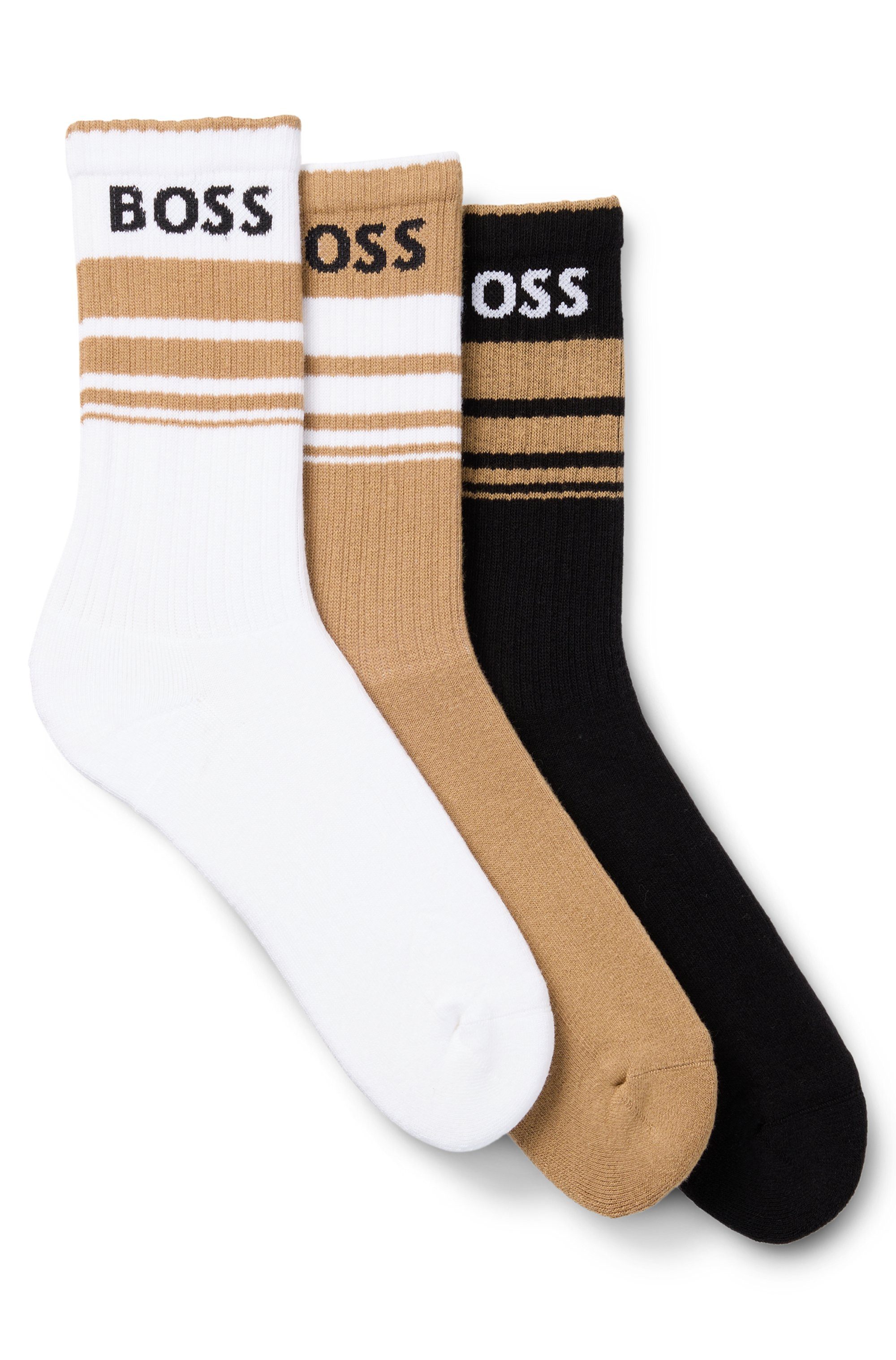 BOSS Freizeitsocken 3P QS Rib Stripe CC (Packung, 3-Paar) mit BOSS Logo