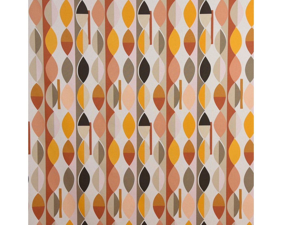 Thumbnail - Prestigious Textiles Stoff Panama Dekostoff Baumwollstoff Mabel Nougat Retro orange gelb 138cm