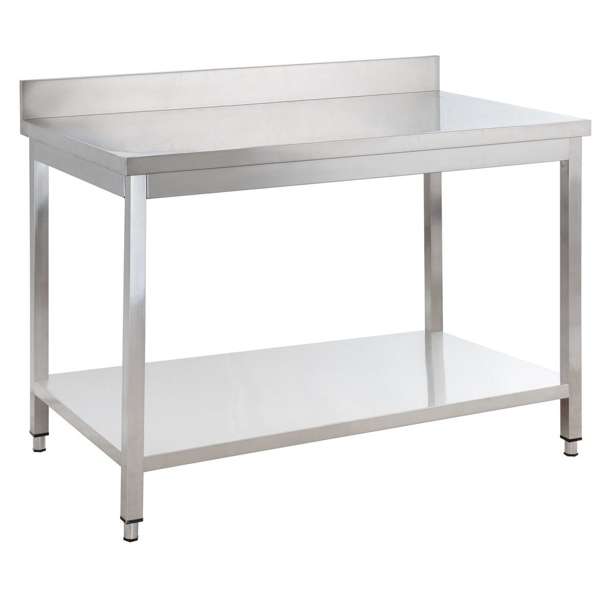 GastroHero Arbeitstisch Edelstahl Arbeitstisch 150x70 cm mit Grundboden Aufkantung