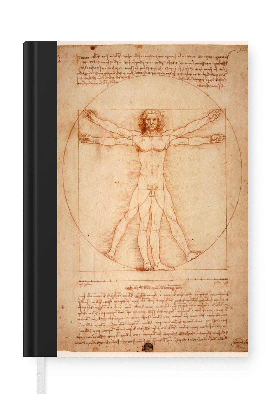 MuchoWow Notizbuch Der vitruvianische Mensch - Leonardo da Vinci, Journal, Merkzettel, Tagebuch, Notizheft, A5, 98 Seiten, Haushaltsbuch