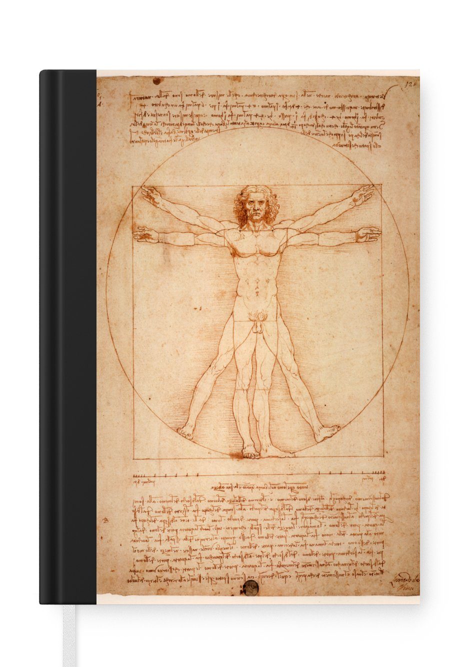 Leonardo Der Haushaltsbuch vitruvianische da Tagebuch, 98 Journal, Notizbuch Notizheft, Mensch Seiten, MuchoWow Merkzettel, A5, - Vinci,