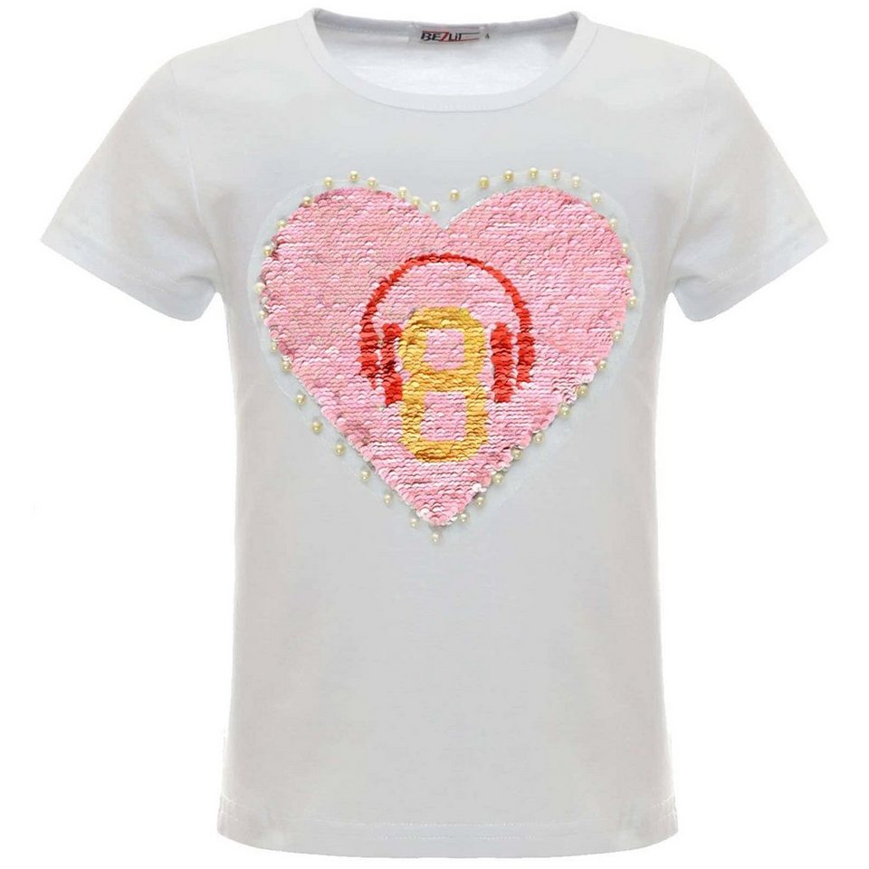 Mädchen T-Shirt (1-tlg) Wende Paillettenshirt mit BEZLIT Pailletten Wendepailletten
