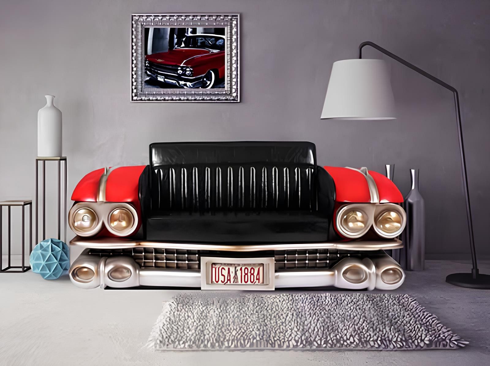 JVmoebel 2-Sitzer Auto Halbes Fahrzeug Ratro Cinema Couch Polster Garnitur Ledersofa, Made in Europa