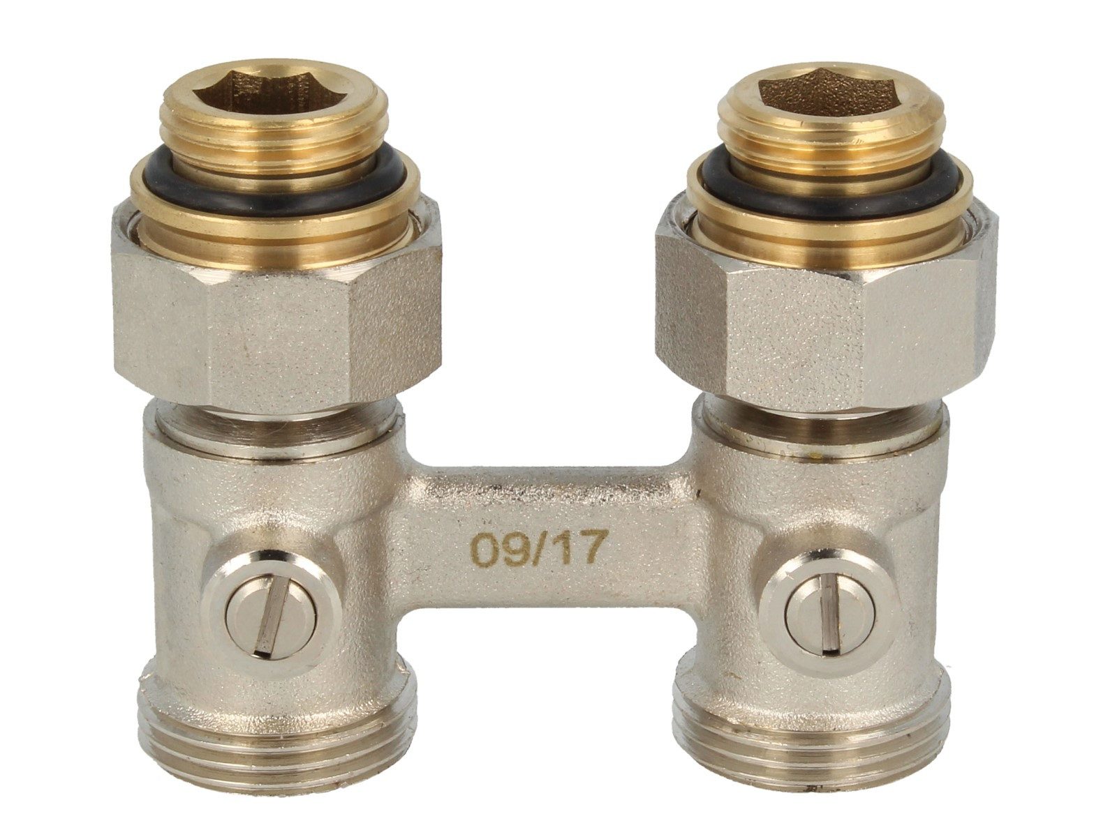 Heizkörper Hahnblock-Verschraubung für 2-Rohrbetrieb, 50 mm, Durchgangsform