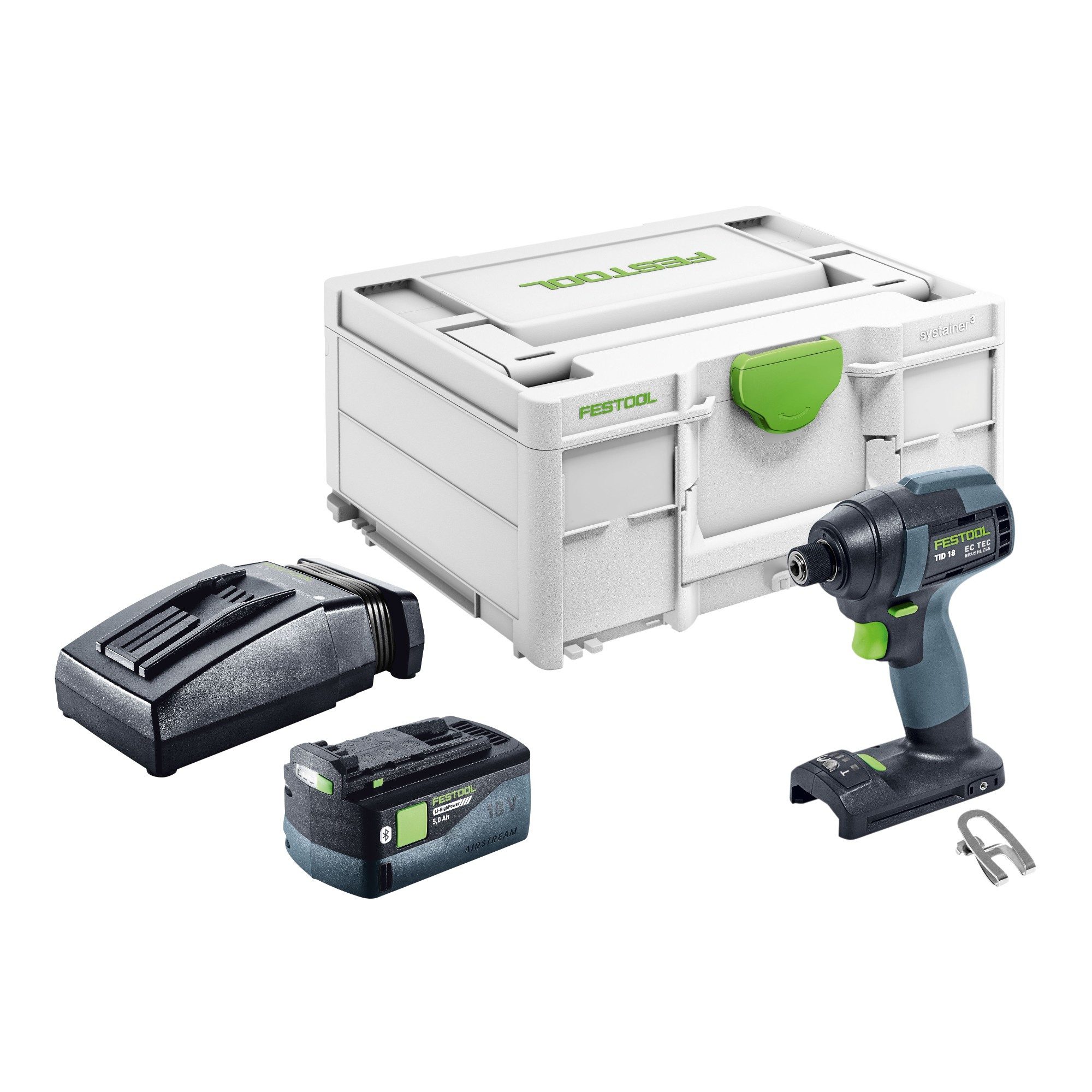 FESTOOL Akku-Schlagschrauber TID 18-Basic Akku Schlagschrauber 18 V 180 Nm 1/4" + 1x Akku 5,0 Ah +