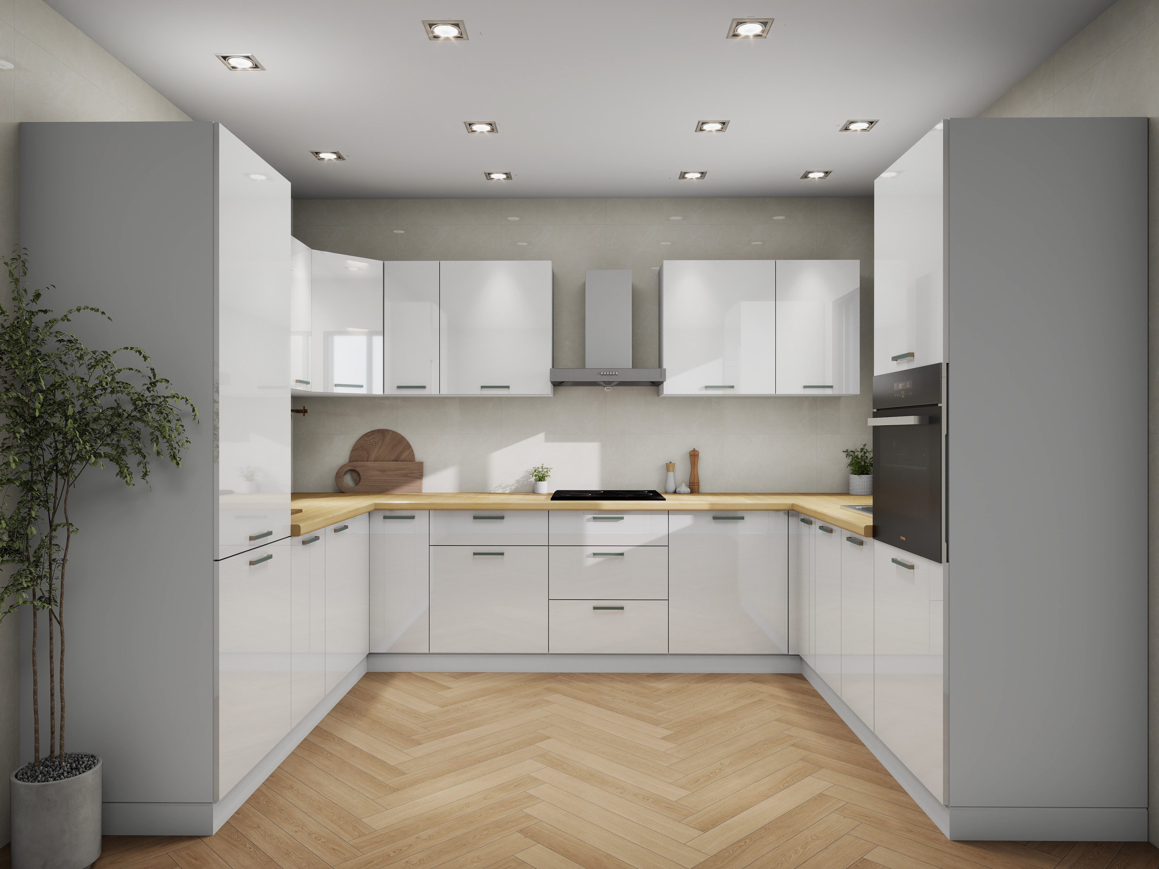 ROYAL24_MARKT Küchenzeile K113-G770 - VITA - (U) - Komfortables Kochen in U-Form Küche, (Komplett Set), Top Qualität - Modernes Design - Feinste Materialien