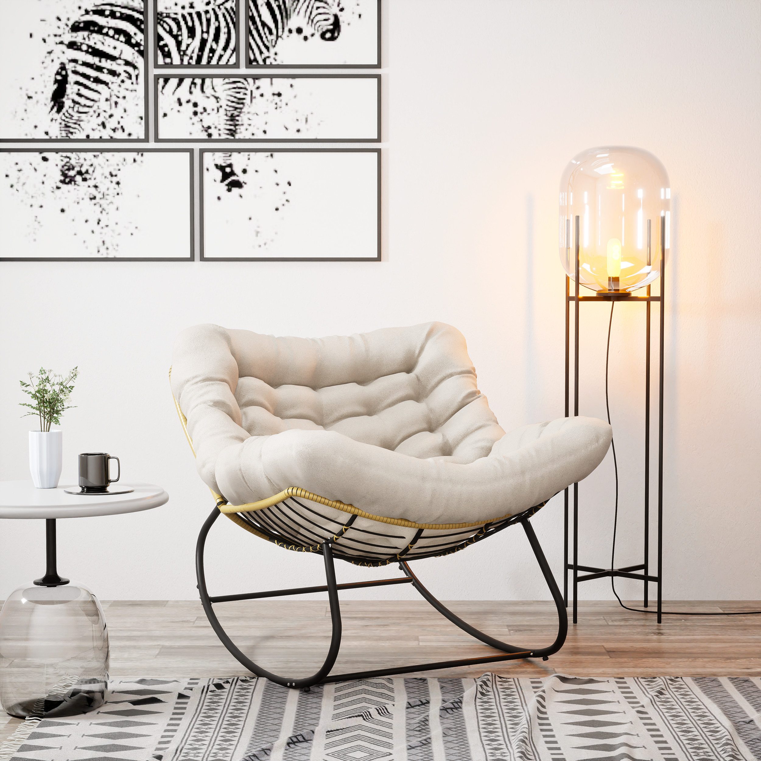 TWSOUL Schaukelsessel Extra dickes gepolstertem, Rattanstuhl Relaxstuhl mit günstig online kaufen