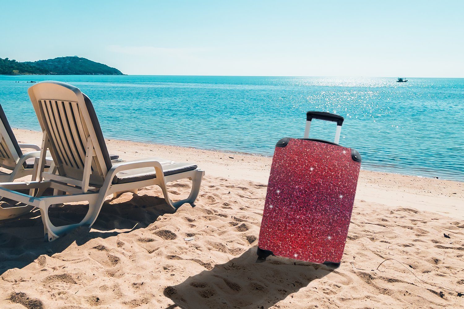 MuchoWow Handgepäckkoffer Ombre - Steinbock - Reisekoffer 4 Rollen, Trolley, rollen, - mit Reisetasche Edelsteine, Ferien, für Handgepäck Muster