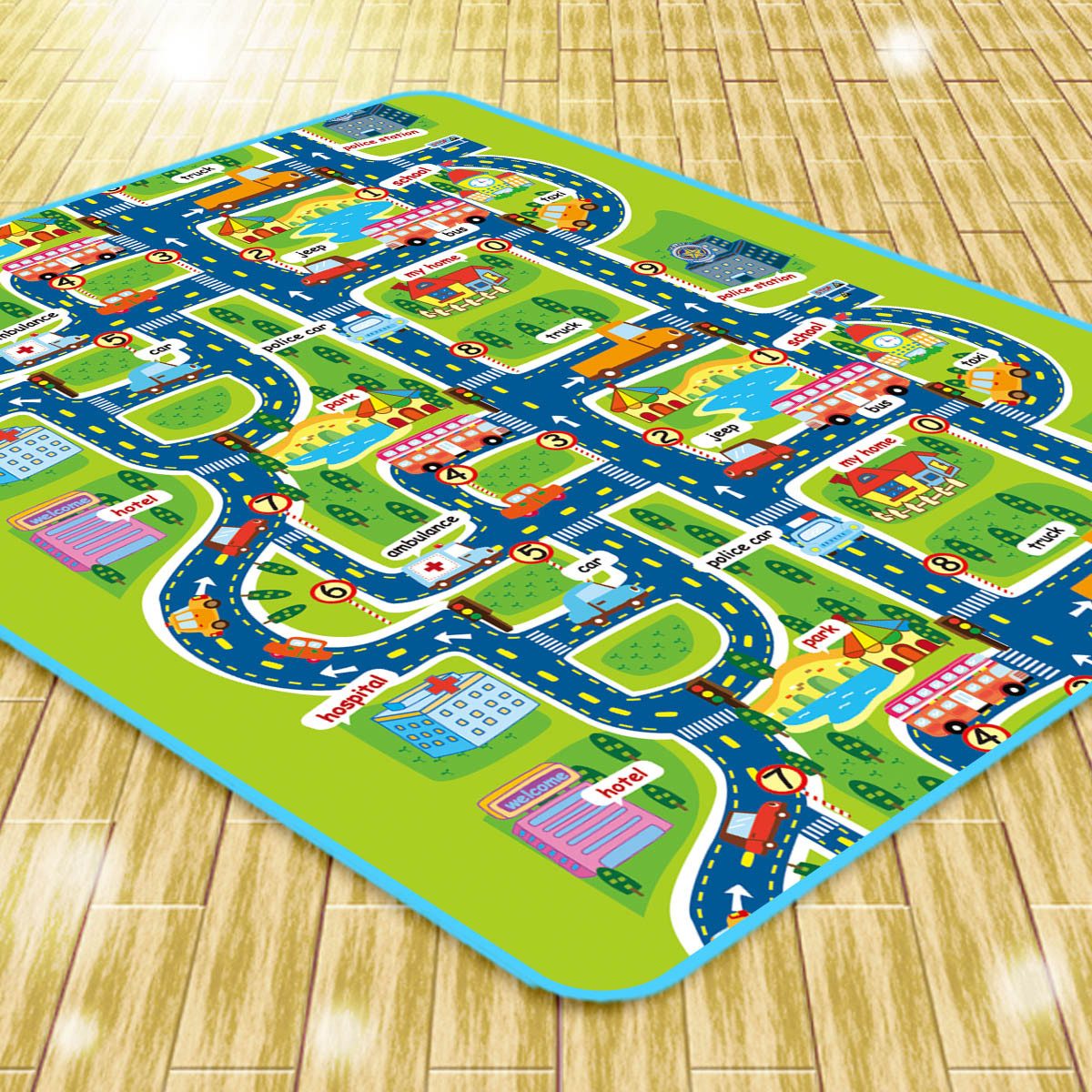 JEOBEST Spielmatte Baby Krabbelmatte Spielteppich Klappbar Faltbar 130x160cm, Rutschfest, Wasserdicht für Innen Außen Bunt