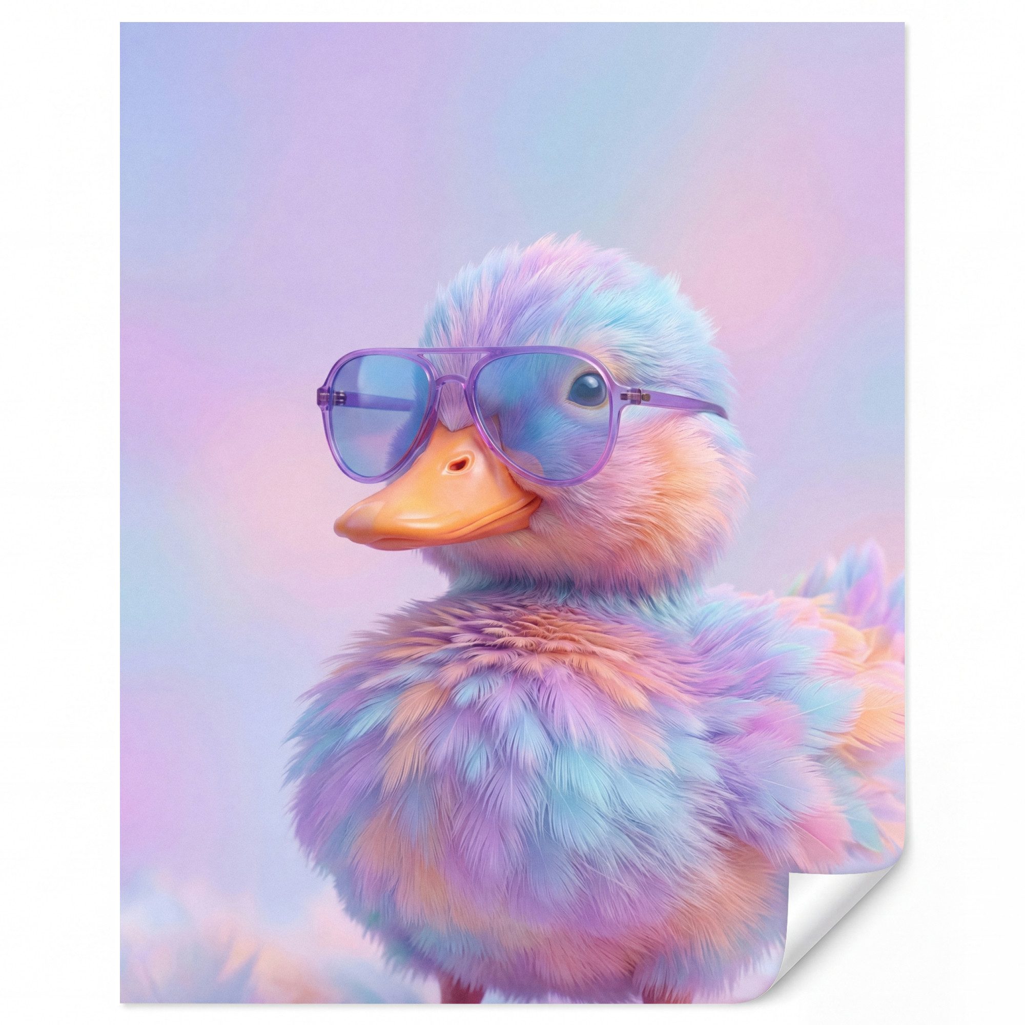 OnlyWow Fototapete Ente - Brille - Pastell, Matt, bedruckt, Modern, Wanddekoration, Wandtapete 260x300cm