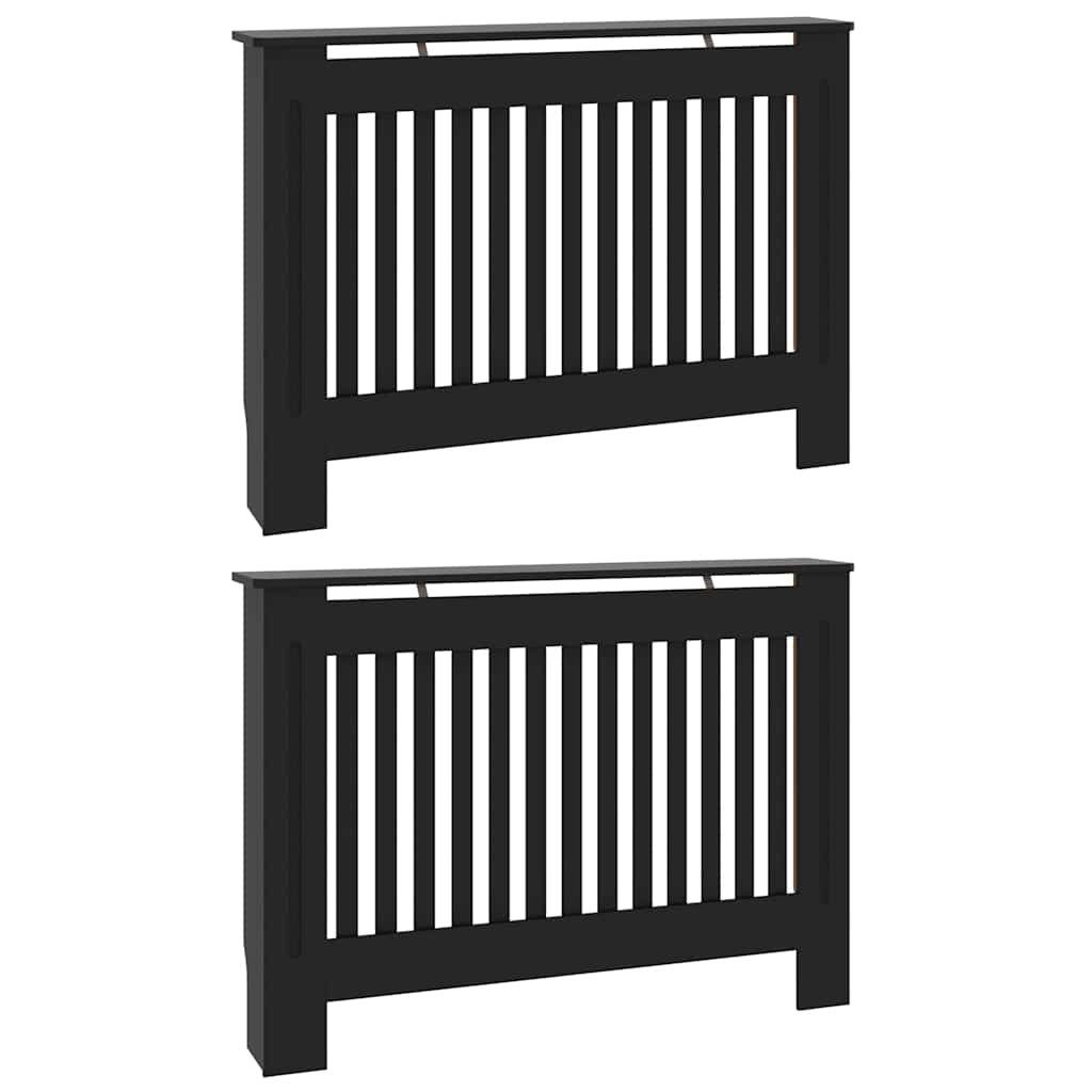 vidaXL Heizungsverkleidung, Heizkörperabdeckung 2 pcs Schwarz 112 x 19 x 81,5 cm