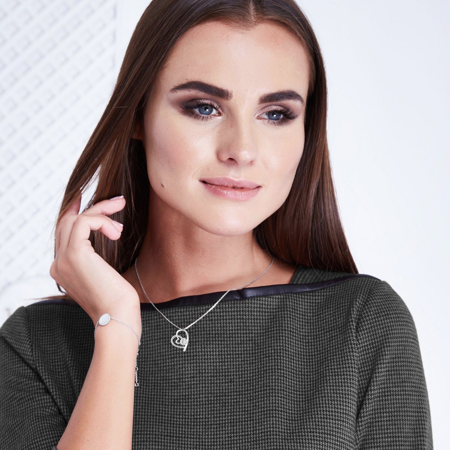 LÖB Kette mit Anhänger 925 Silber Kette Infinity Herz Anhänger Zirkonia Ste günstig online kaufen