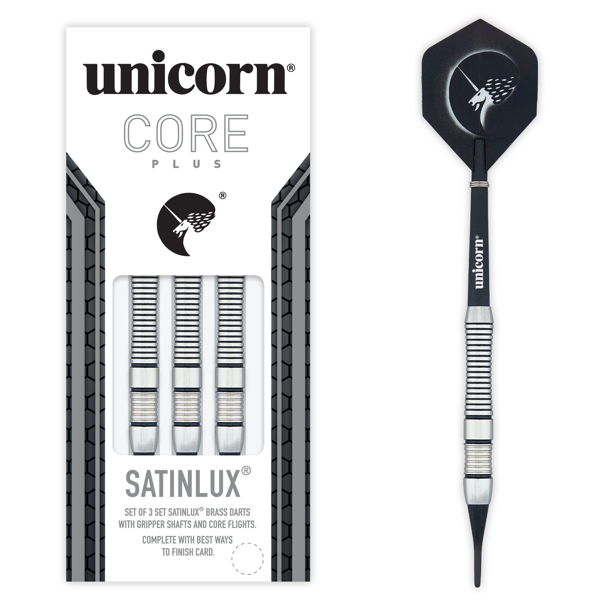 Softdarts UNICORN Softdarts Core Plus Satinlux, messing, 16g., Silber
