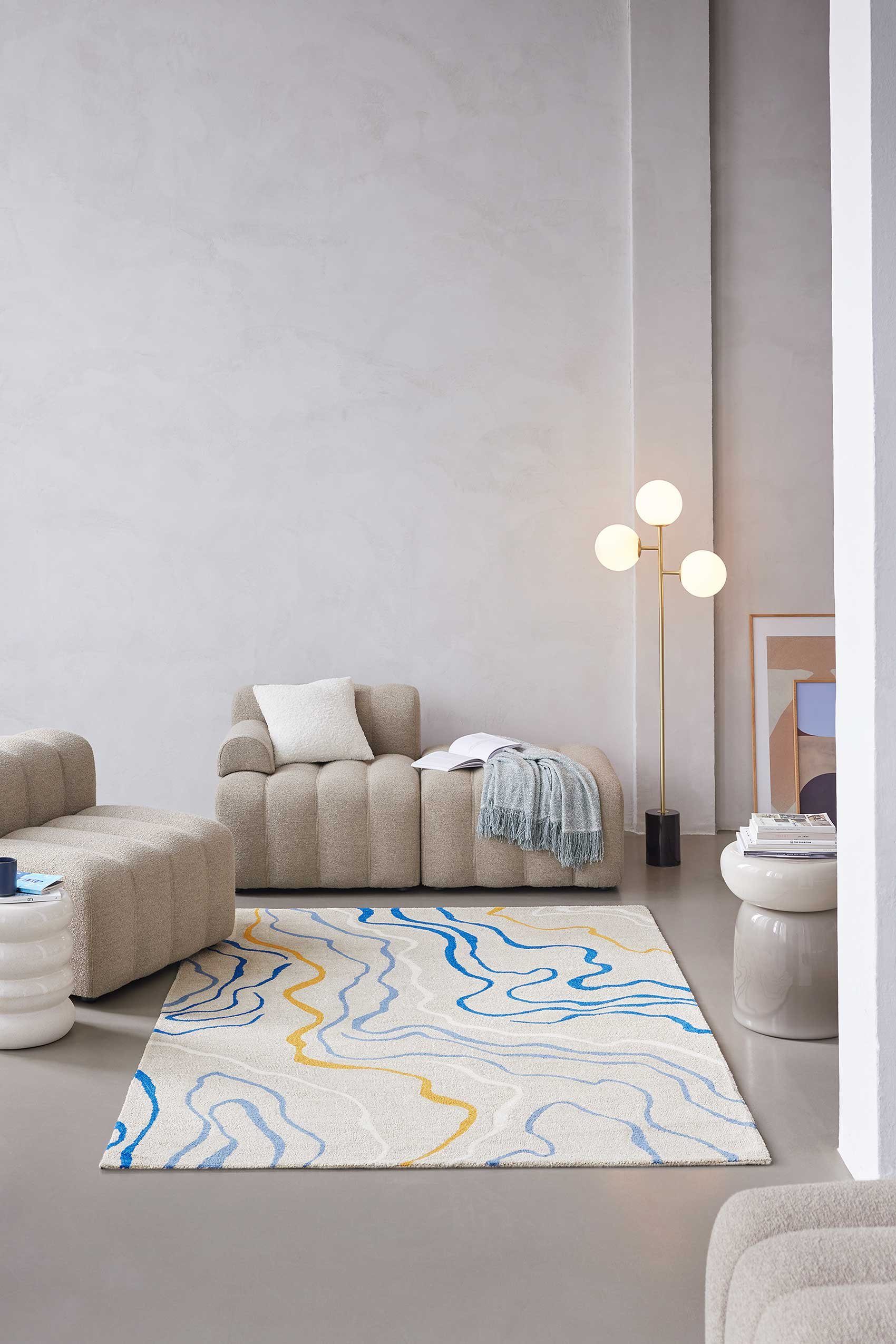 mm, rechteckig, Schlafzimmer Teppich nachhaltig, modern, Drive, und Esprit, beige Höhe: Design abstraktes 8 Wohnzimmer für