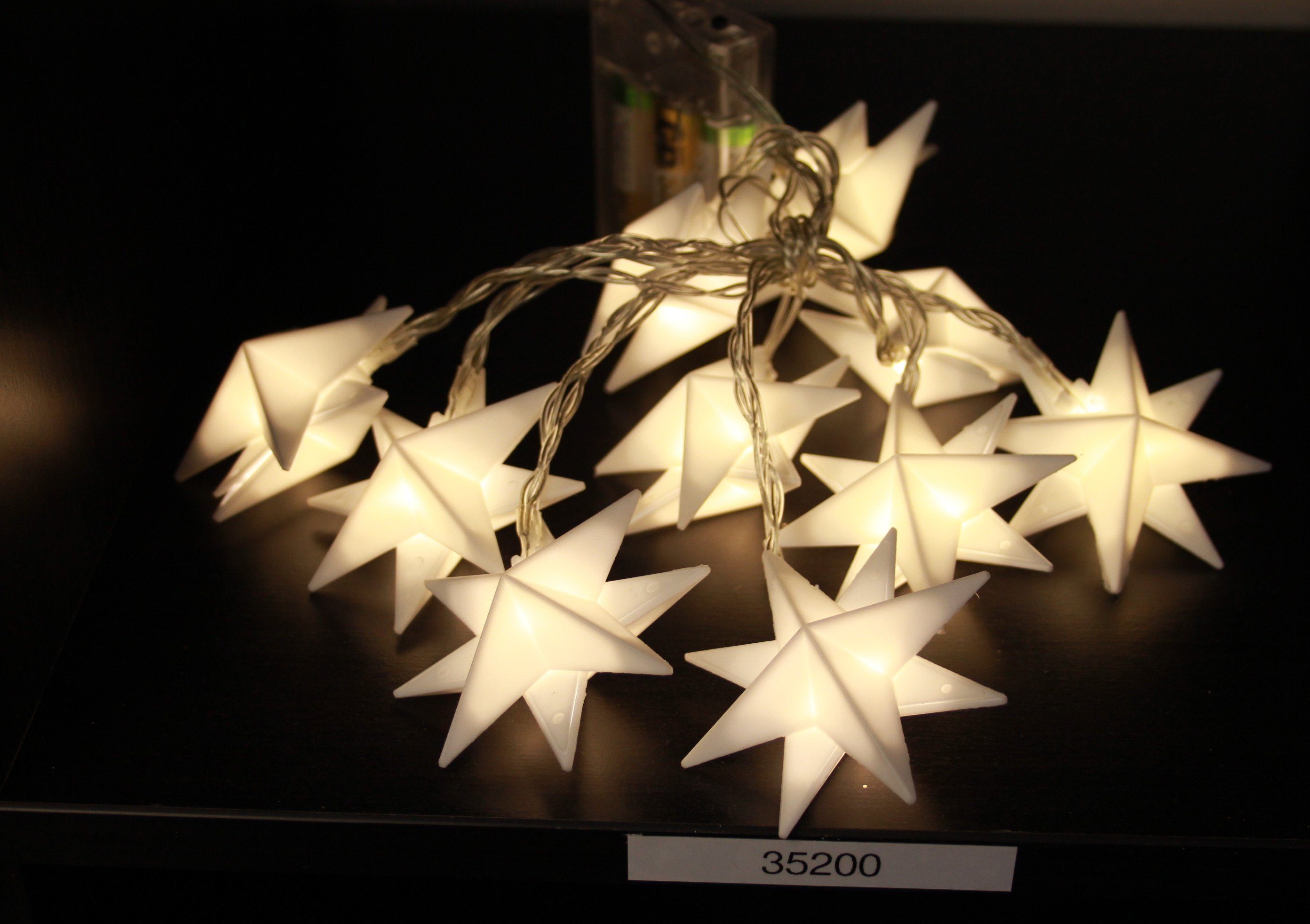 Star-Max LED Dekolicht LED Lichterkette Batterie 1,35m 6 Sterne warmweiß 6/18h Timer