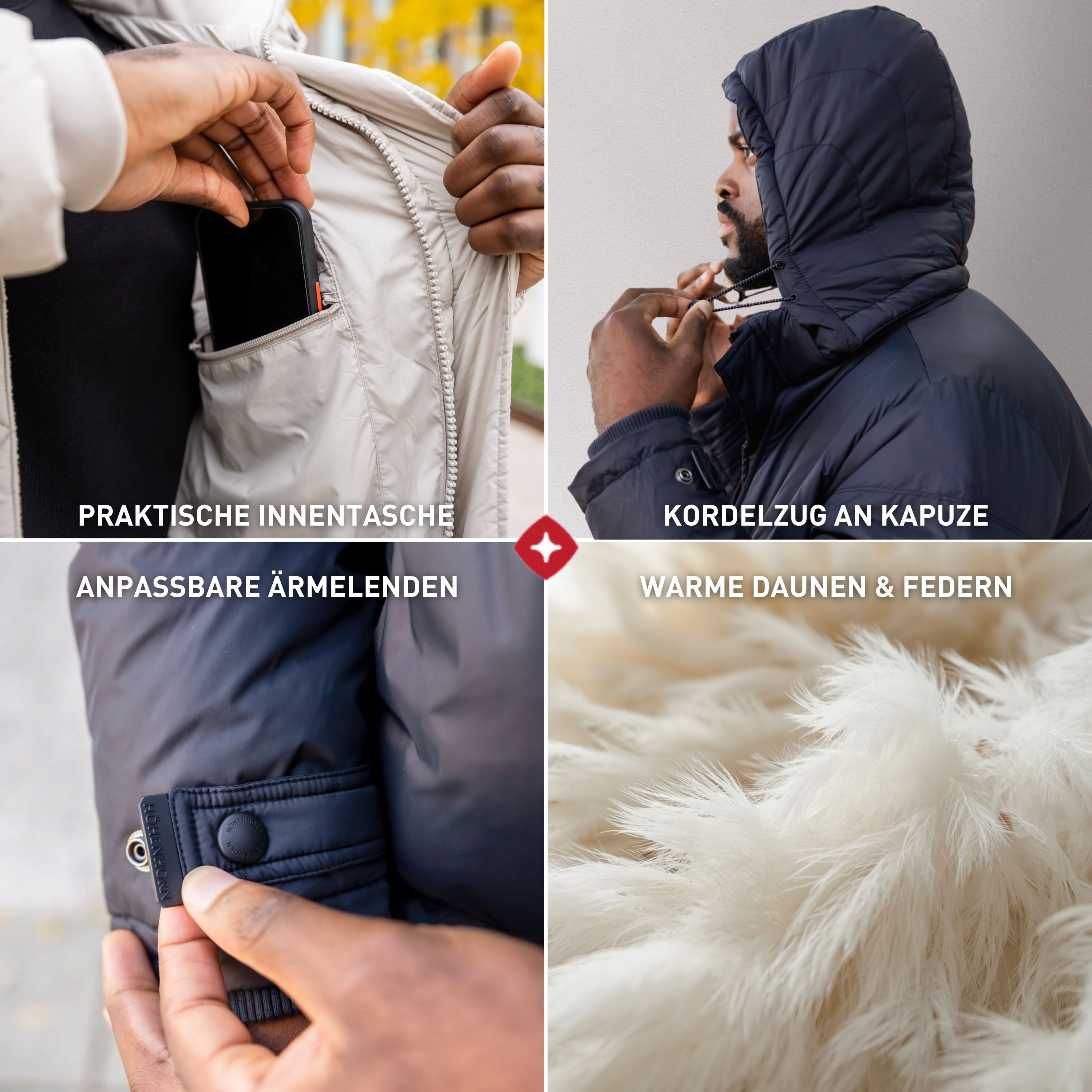 Höhenhorn Winterjacke Bannalp Herren Wintermantel für Männer Daunen Puffermantel Lang