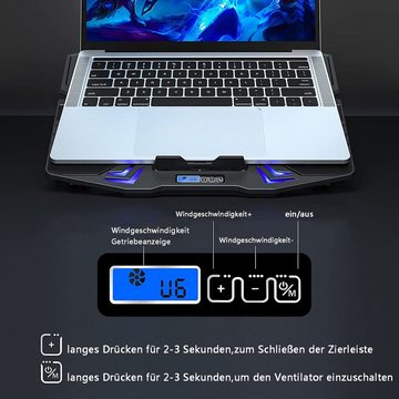 HYTIREBY Notebook-Kühler Kühlpad Gaming Notebook Kühler, Laptop Fan Cooling Stand, Computer-Kühlmatte mit LCD-Controller, für 10-15,6-Zoll-Laptops