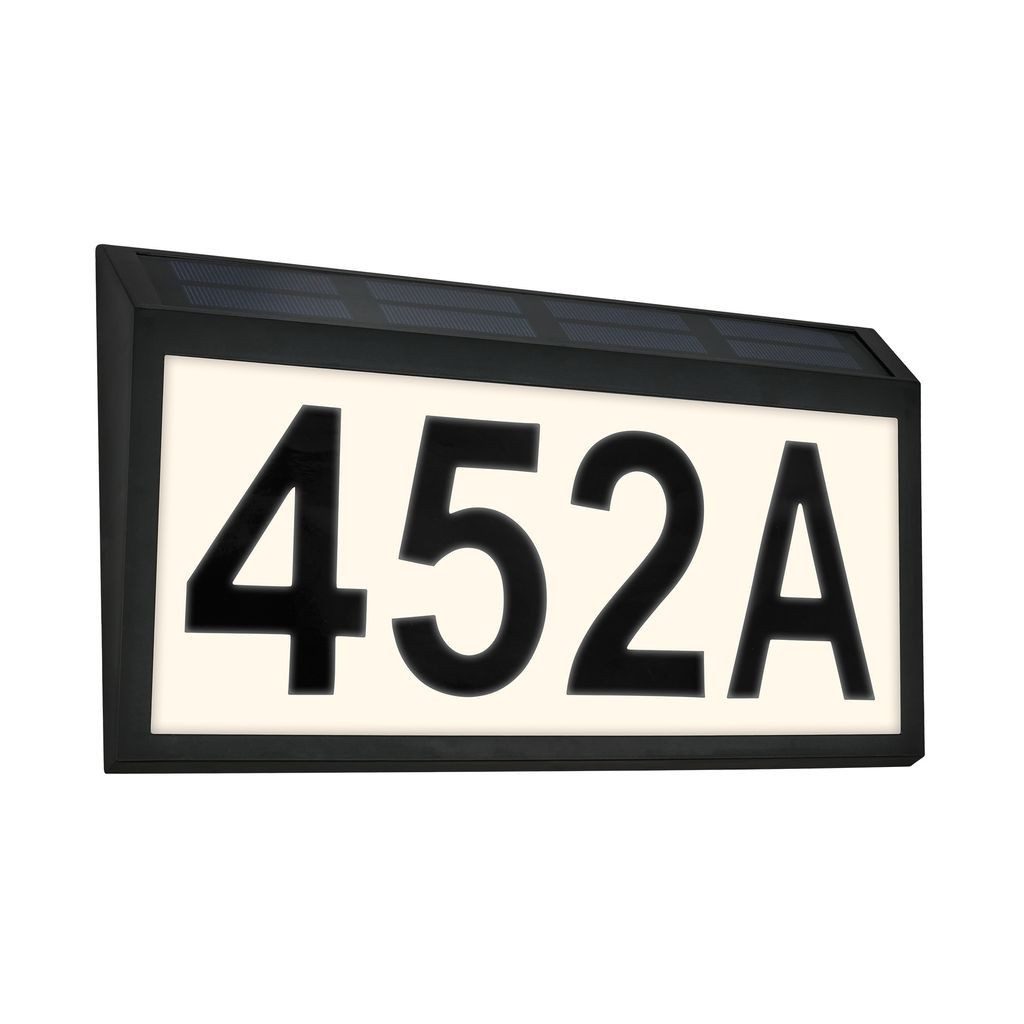 Briloner Leuchten Wandleuchte 3797015, LED fest integriert, 2700K - Extra-Warmweiß, Hausnummer Solar 28x18x3,5 cm Schwarz 0,5W Hauswand Haustür Garage