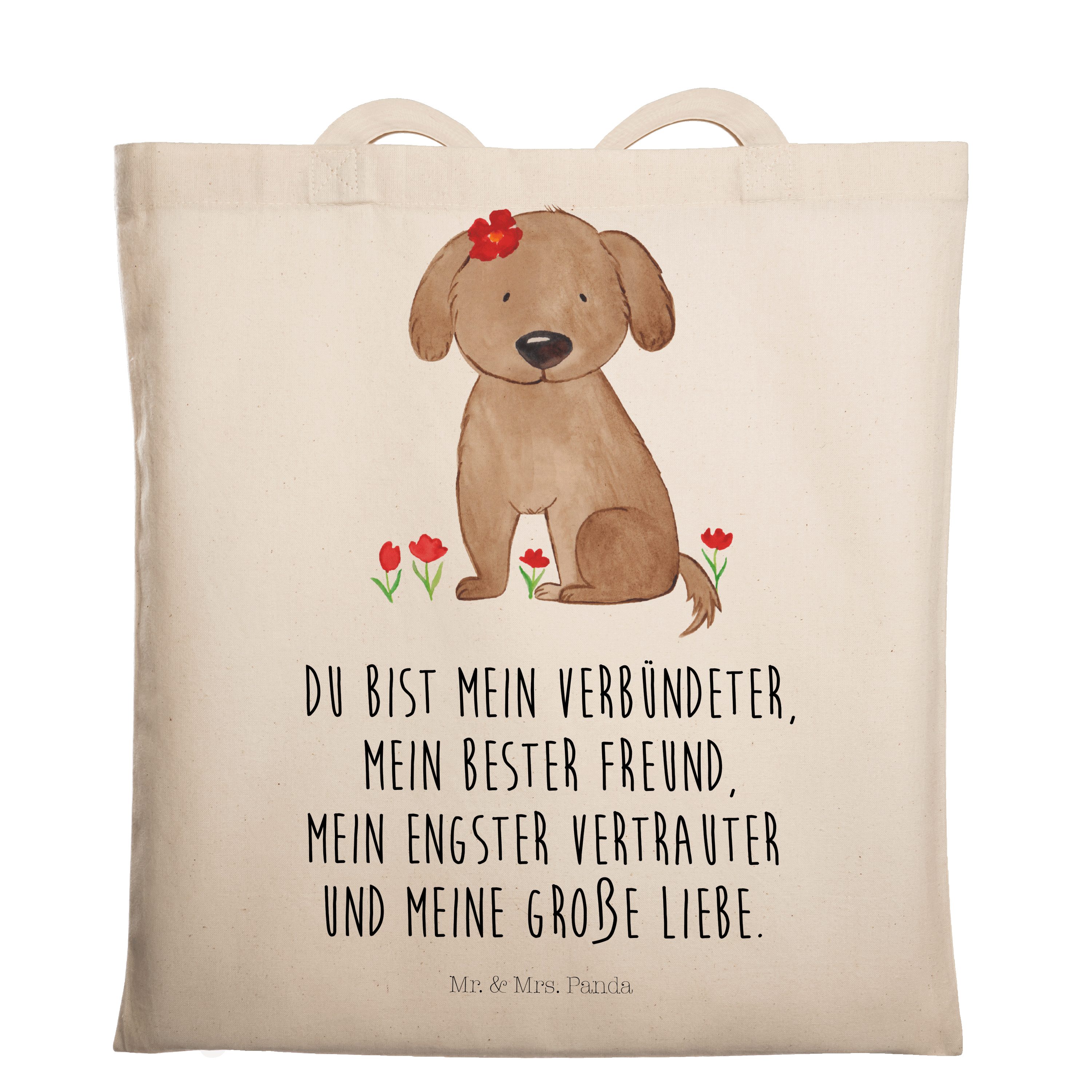 Geschenk, (1-tlg) Hunderass & Mrs. Hundeglück, Hund Hundedame - Mr. - Panda Transparent Tragetasche Liebe,