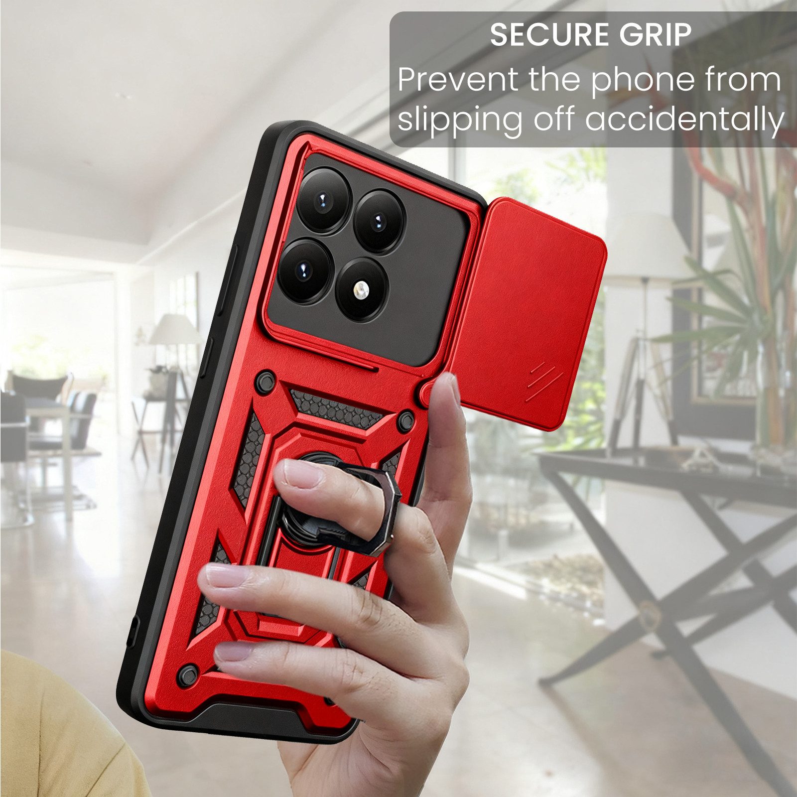 betterfon Handyhülle Panzerhülle für Xiaomi 17 Handyhülle Kameraschutz Ringhalter, Outdoorhülle mit Smartstand Kameraschutz und Silikonkern – Bild 5 von 5
