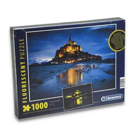 Clementoni® Puzzle Puzzle - Le Mont Saint-Michel (fluoreszierend, 1000 Teile), 1000 Puzzleteile, leuchtet