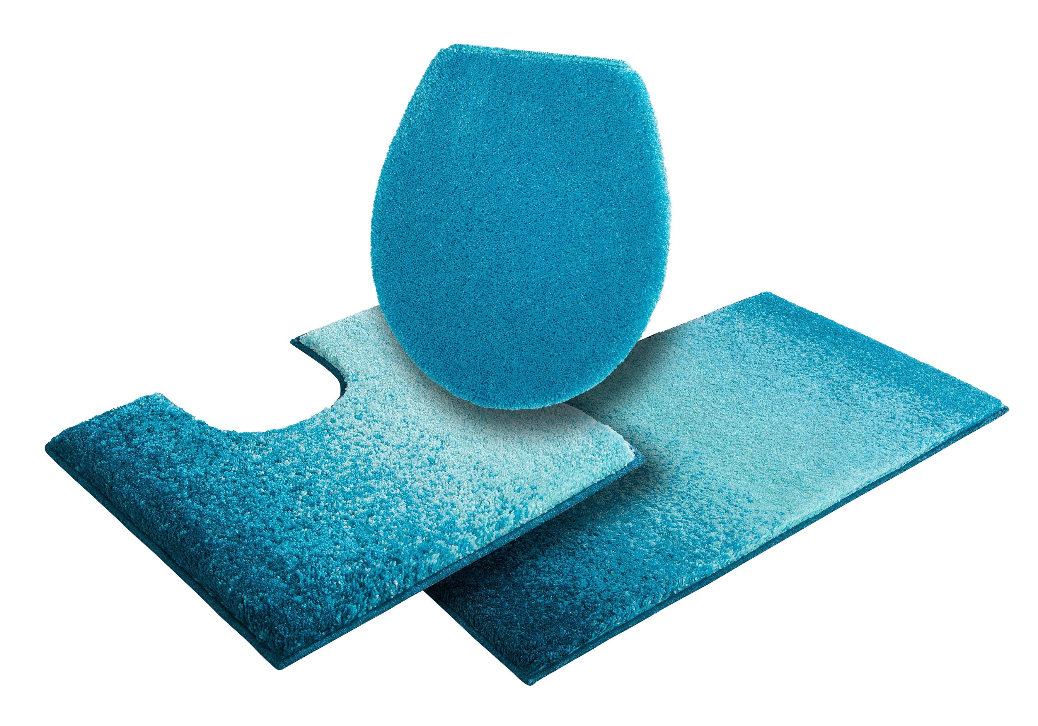 Grund Badematte Mistral, Höhe 20 mm, rutschhemmend beschichtet, fußbodenheizungsgeeignet, Kunstfaser, rechteckig, 3-tlg. Stand-WC Set, meliertes Design, Ombré-Look, auch als 3 teiliges Set, Made in Europe