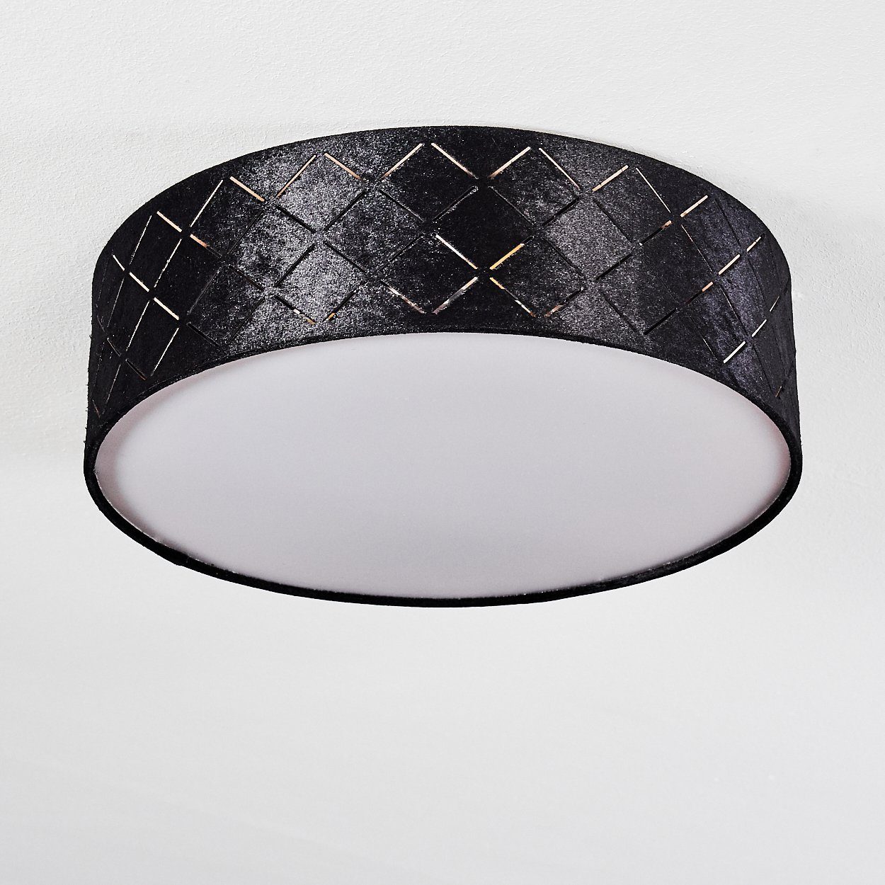 schwarz, »Marmi« Ø35cm, hofstein mit ohne Stoff Lichteffekt an Innenleuchte runde der Leuchtmittel, in aus Decke, Deckenleuchte moderne Deckenlampe 2xE27