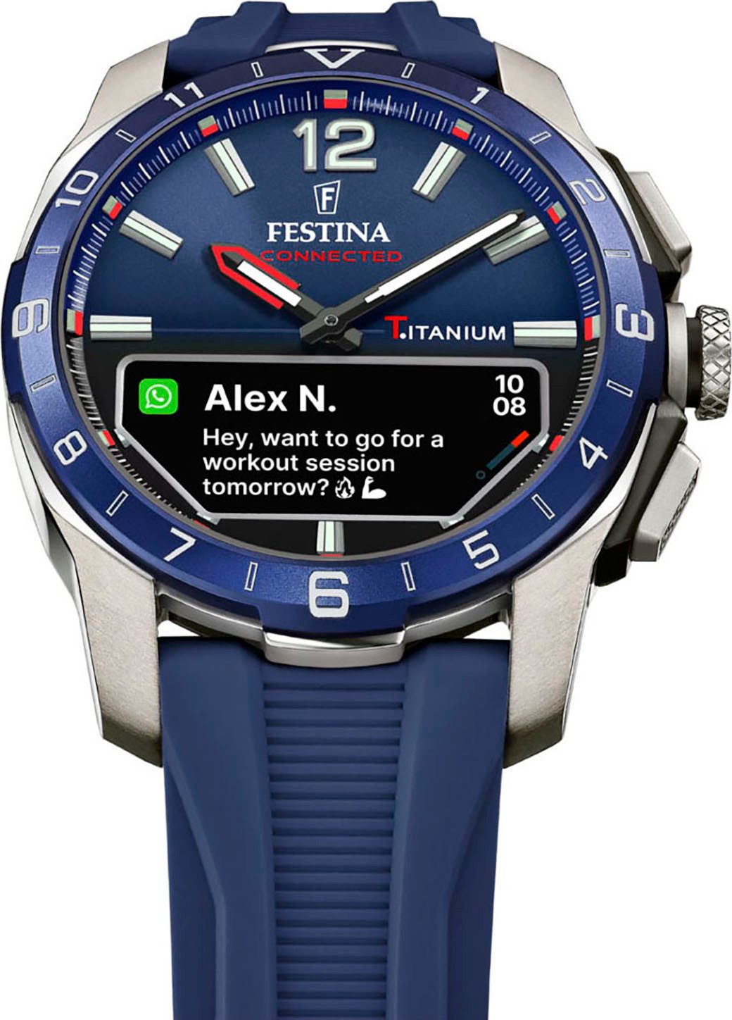 Festina Connected D Smartwatch, Armbanduhr, Herrenuhr, Titan, Silikonarmband