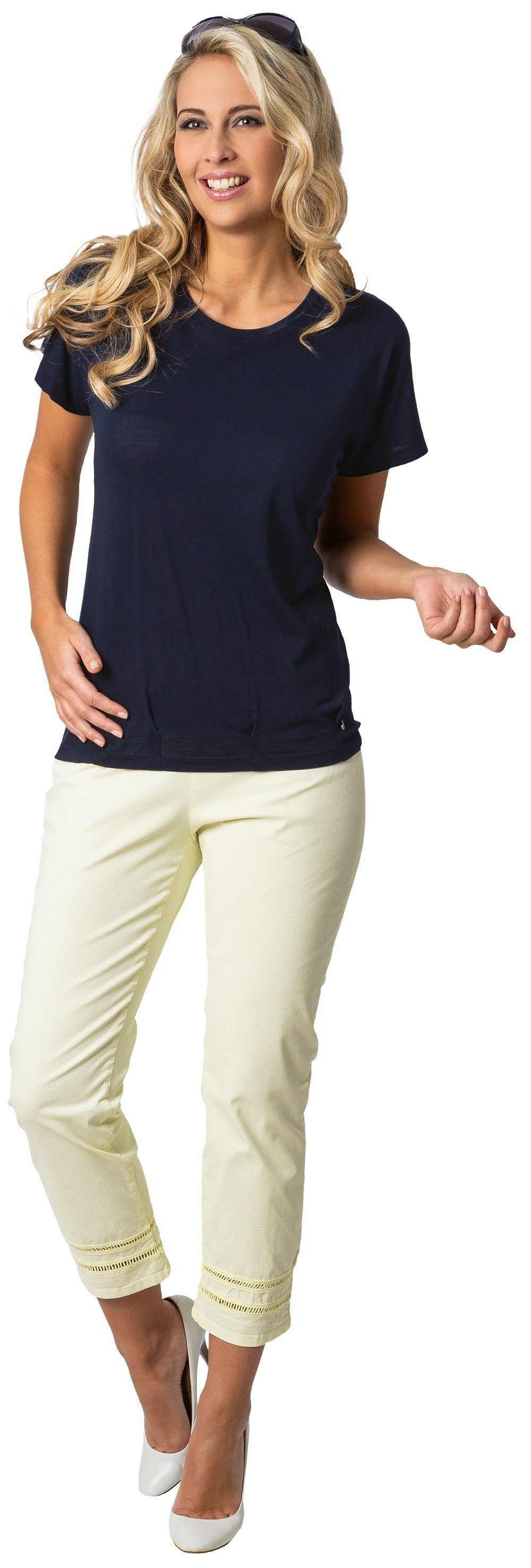 Stehmann Caprihose Titan-642W-95314 Hohlsaum-Stickerei am Saum