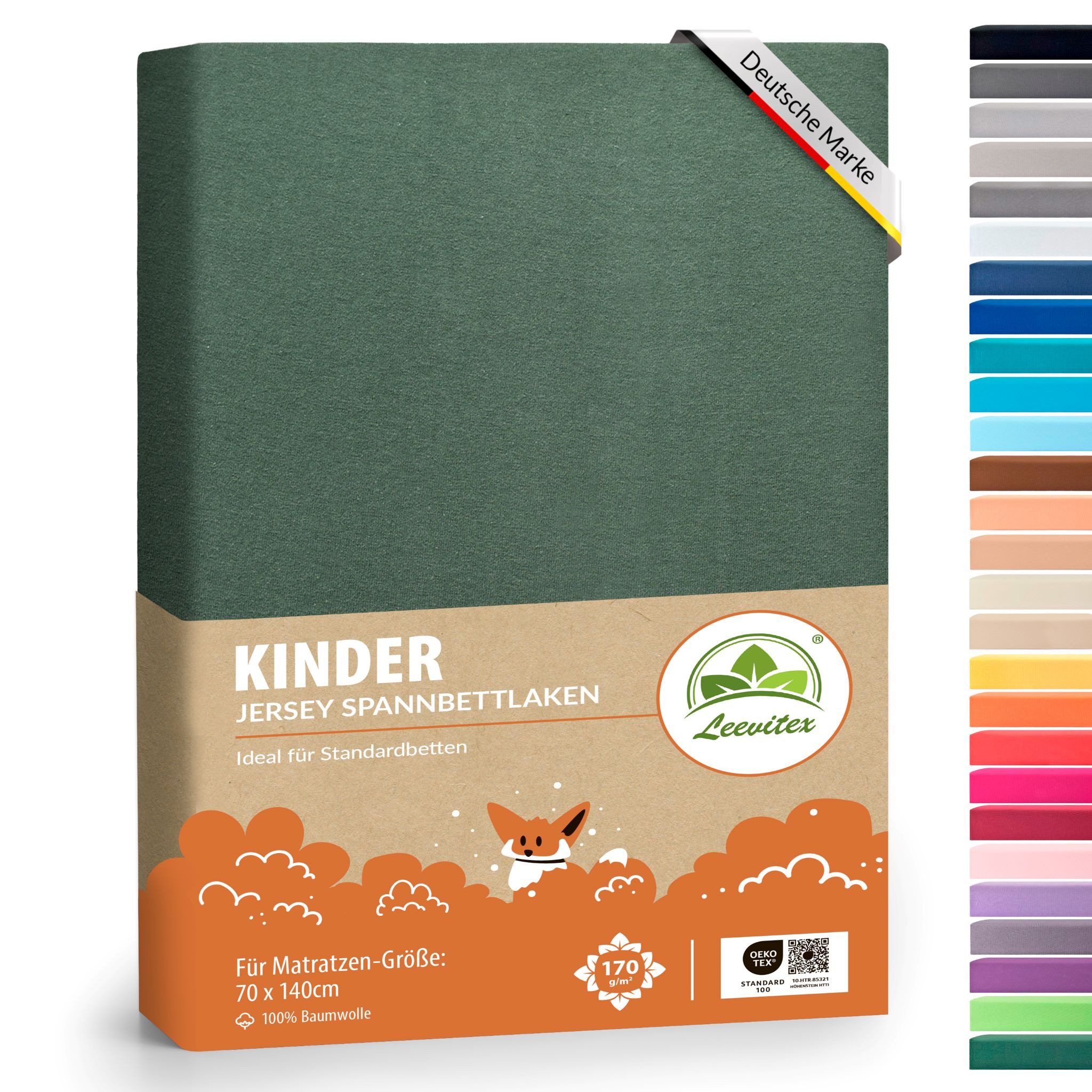 leevitex® Spannbettlaken Jersey aus 100% Baumwolle, für Kinder- & Standardmatratzen, Jersey, Gummizug: rundum, 100% Baumwolle, anschmiegsam & dehnbar, diverse Größen und Farben