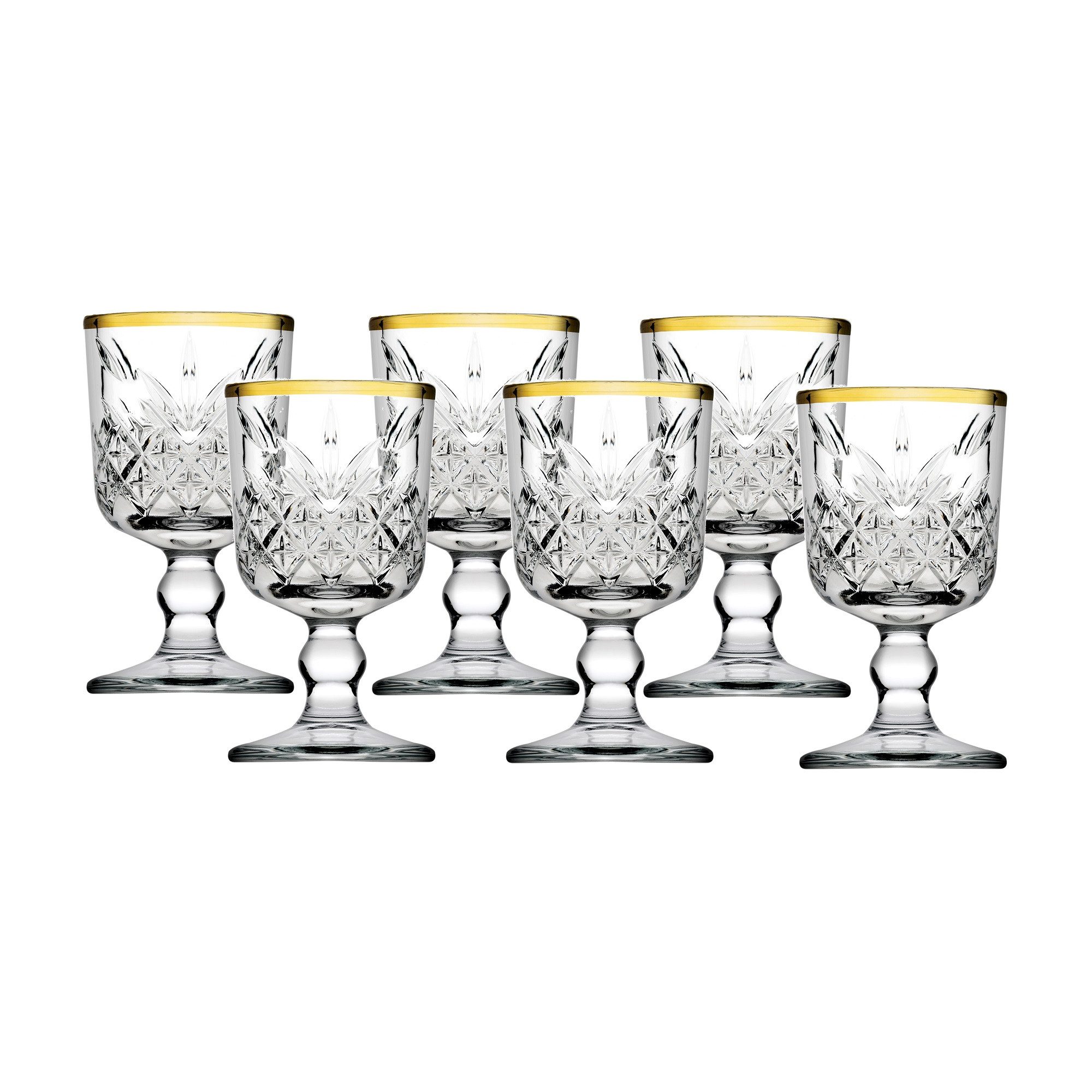 Pasabahce Стекло-Set Timeless-Gold-6er-51718, Glas, Gold Бокалы для шнапса 6-teliges Set mit Goldrand