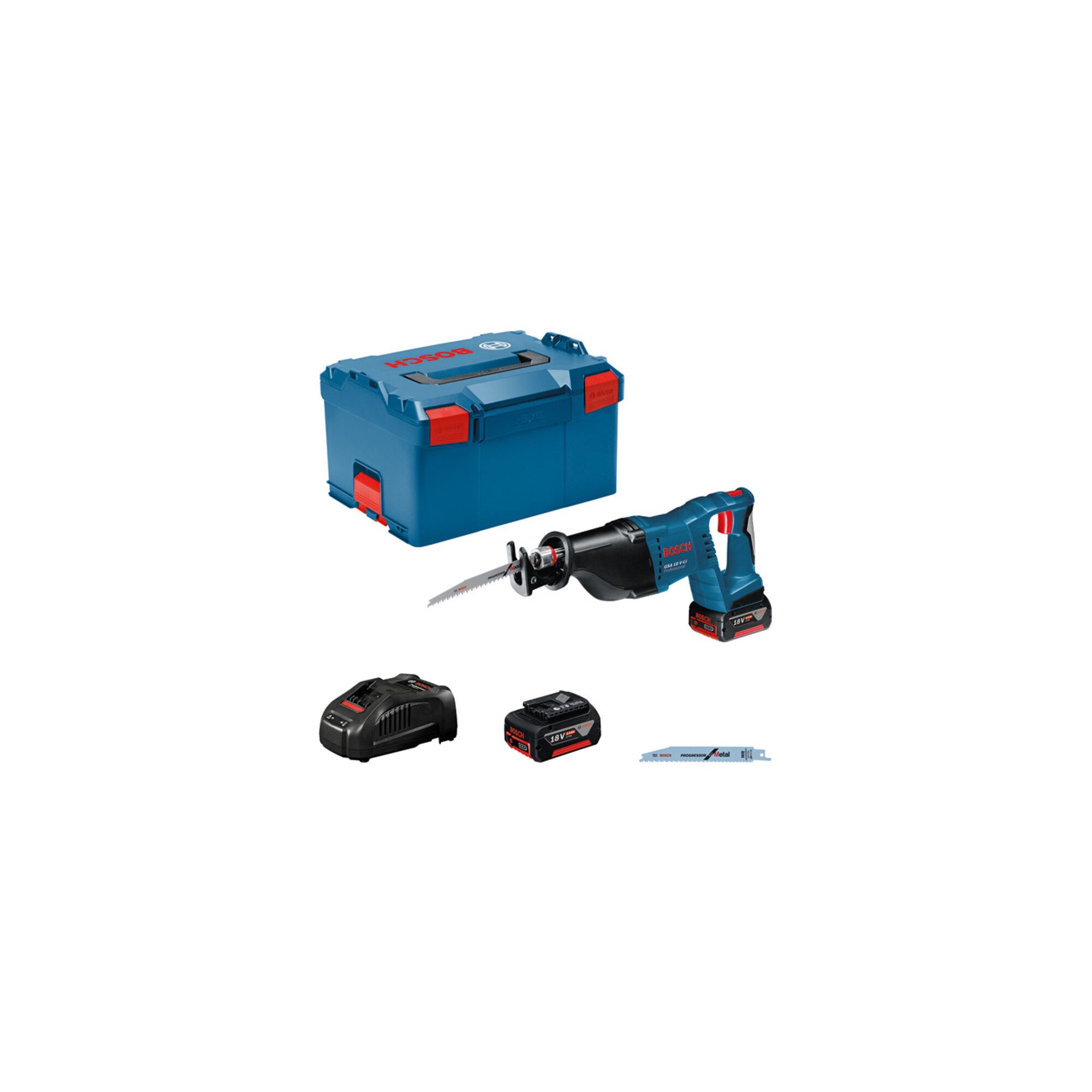 Bosch Professional Akku-Säbelsäge Bosch Akku-Säbelsäge GSA 18 V-LI mit 2 x 5,0 Ah Li-Ion Akku L-BOXX