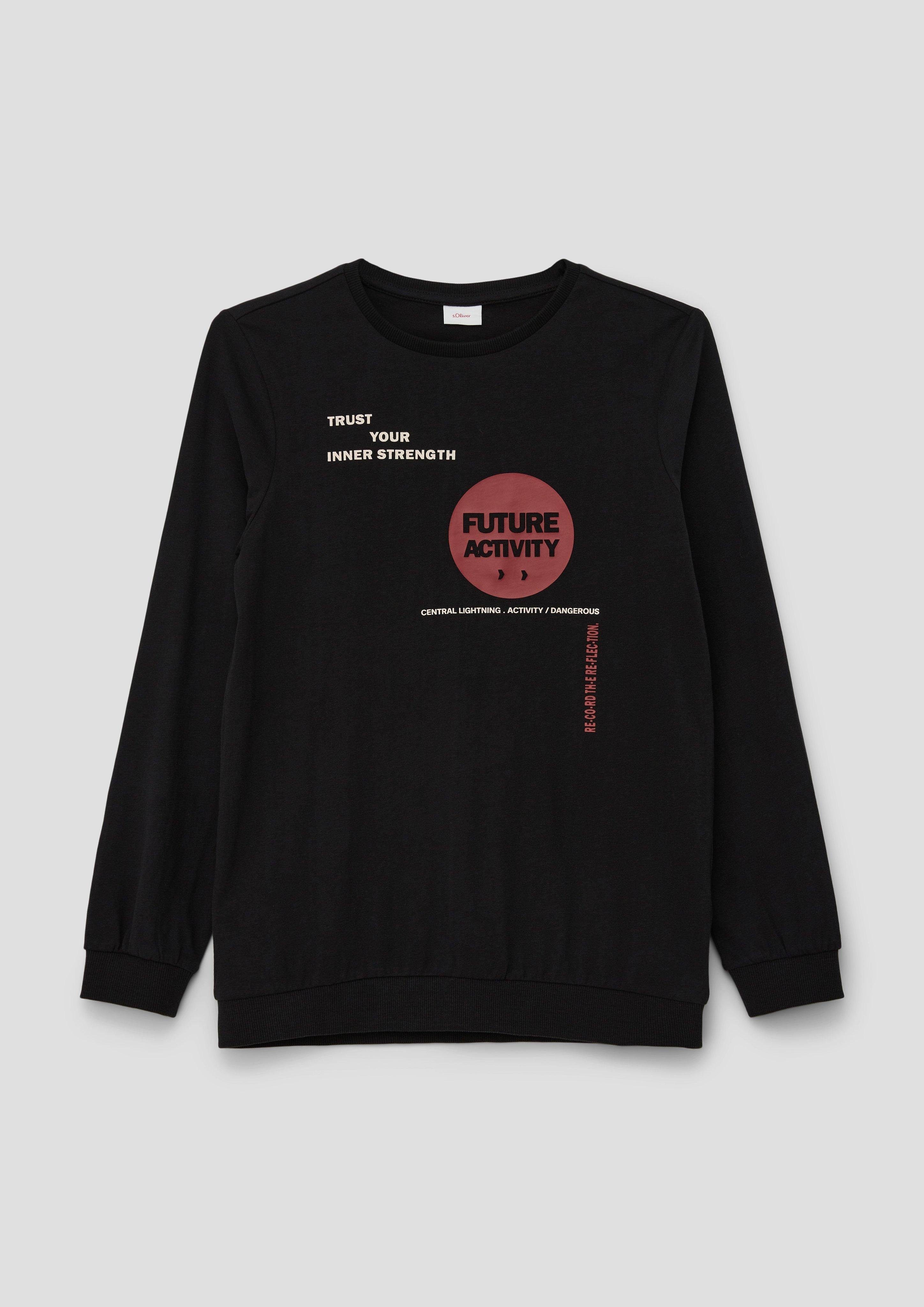 Langarmshirt Longsleeve mit gummiertem Frontprint