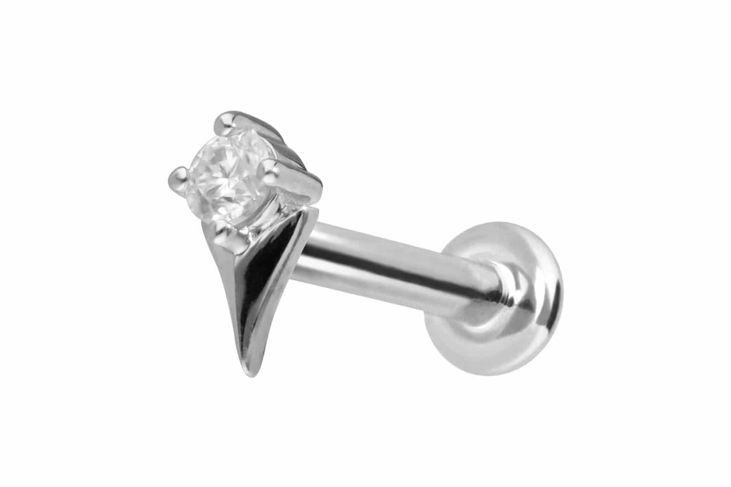 Piercing-Set 14 Karat Gold Labret mit Push Fit MOISSANIT + PFEILSPITZE