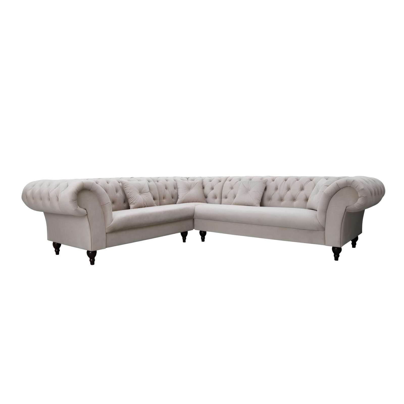Ecksofa Beige Chesterfield Sofa mit Polyätherschaum-Polsterung