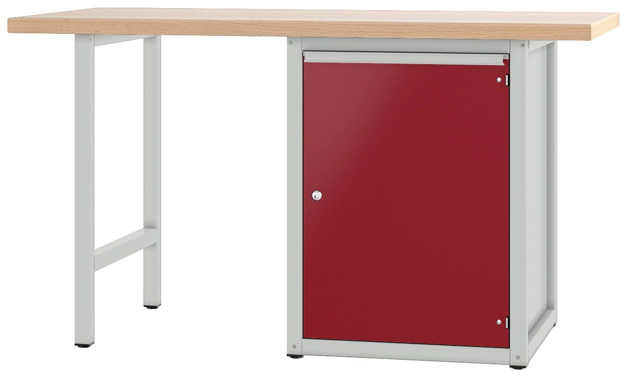 PADOR Werkbank 700.0.41 S 4, Höhe/Länge: 85,5x150 cm grau/rot | Werkbänke