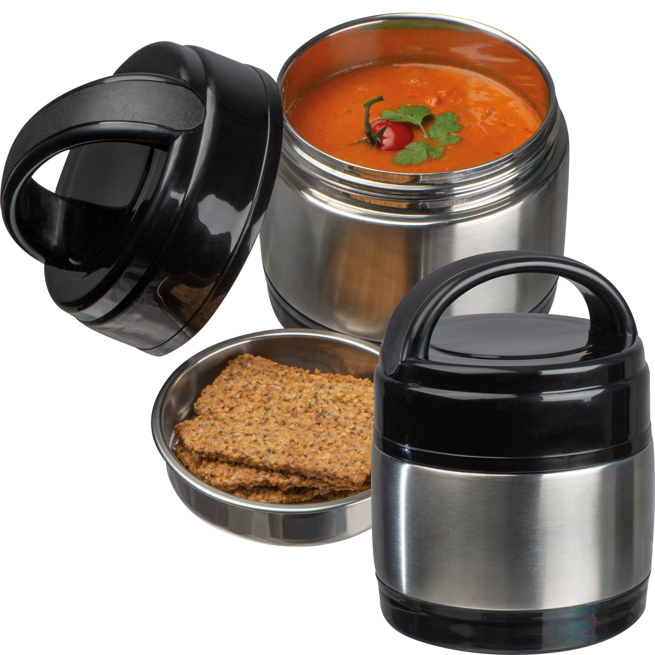 Easy Gifts Aufbewahrungsdose Henkelmann / Brotdose / Lunchbox / Farbe: silb günstig online kaufen