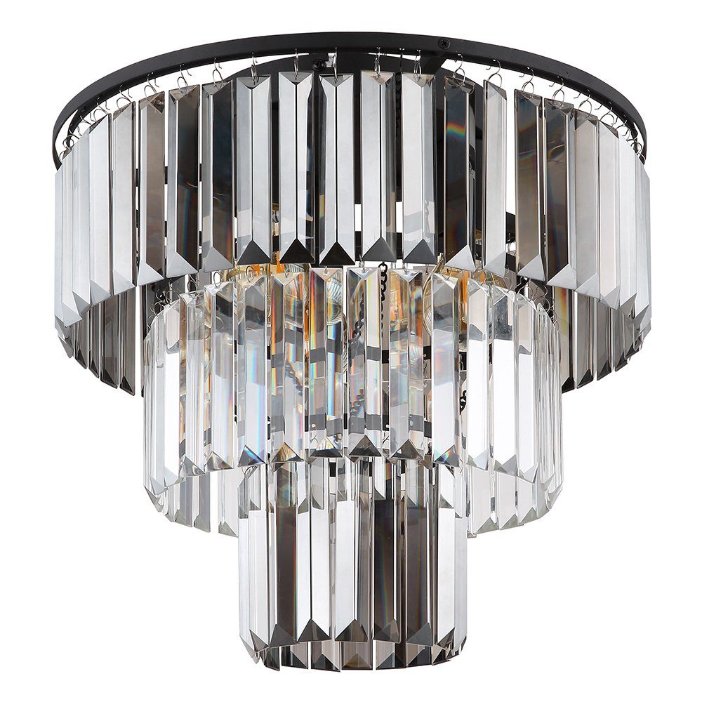 Glaskristalle Wohnzimmerlampe 3x nicht Kronleuchter, inklusive, Globo Kronleuchter Leuchtmittel Deckenleuchte E27 rauch