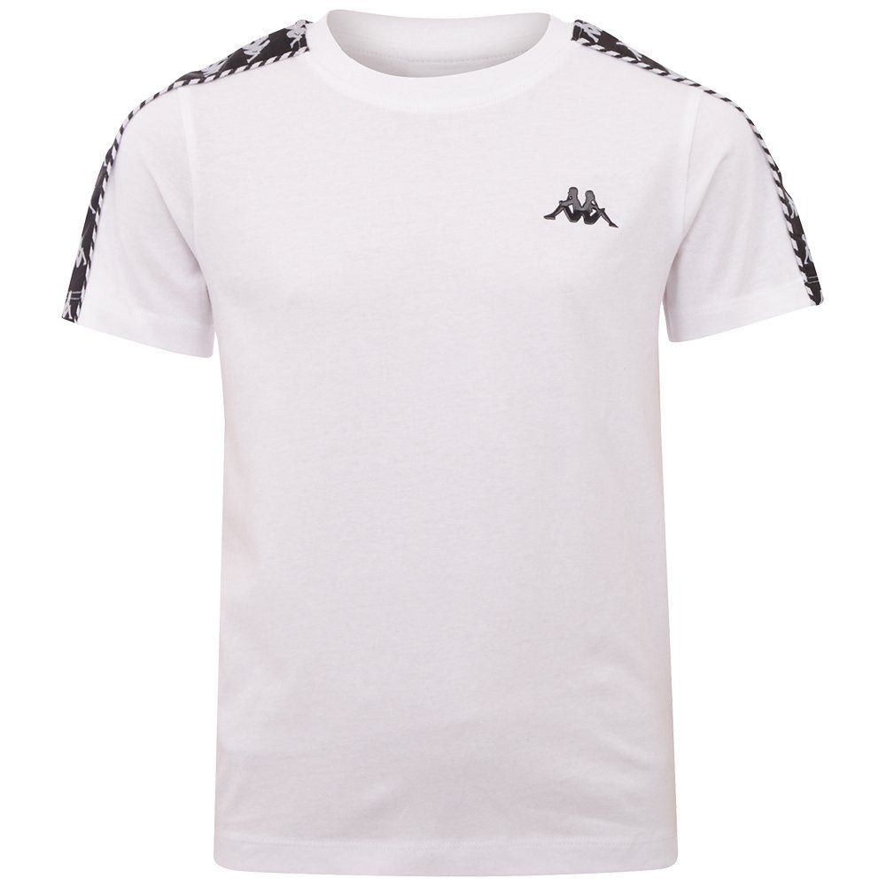 Kappa T-Shirt mit Logoband bright Ärmeln an den Jacquard white hochwertigem